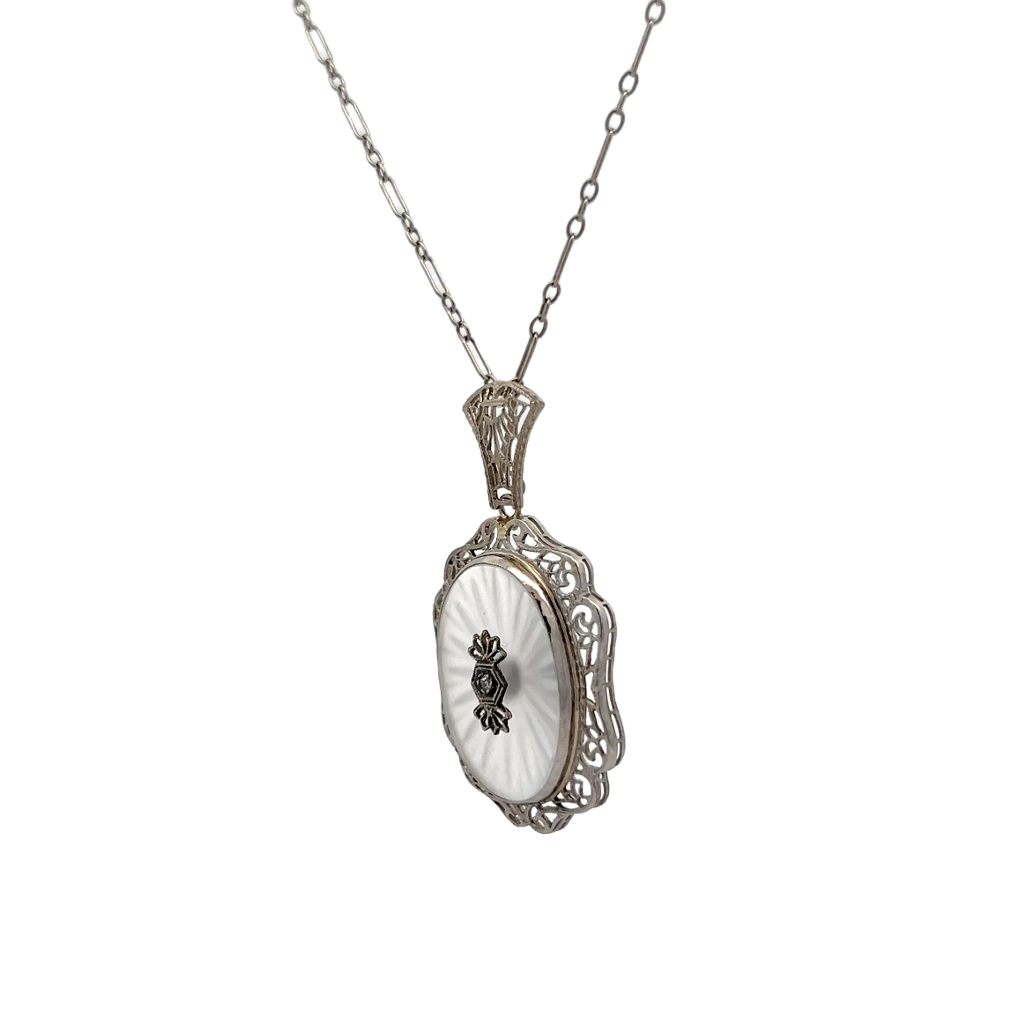 .01 Antique Art Deco Camphor Glass Pendant in 14k - Image 2