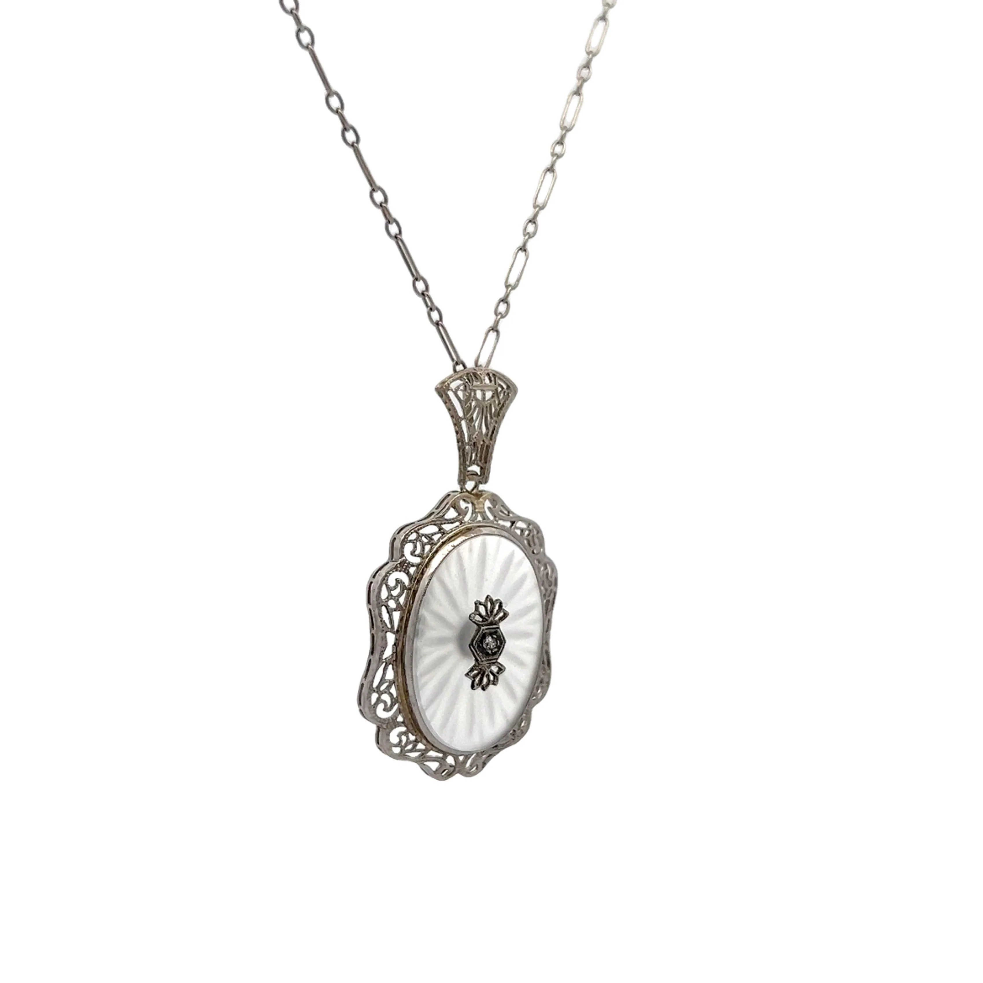 .01 Antique Art Deco Camphor Glass Pendant in 14k - Image 3