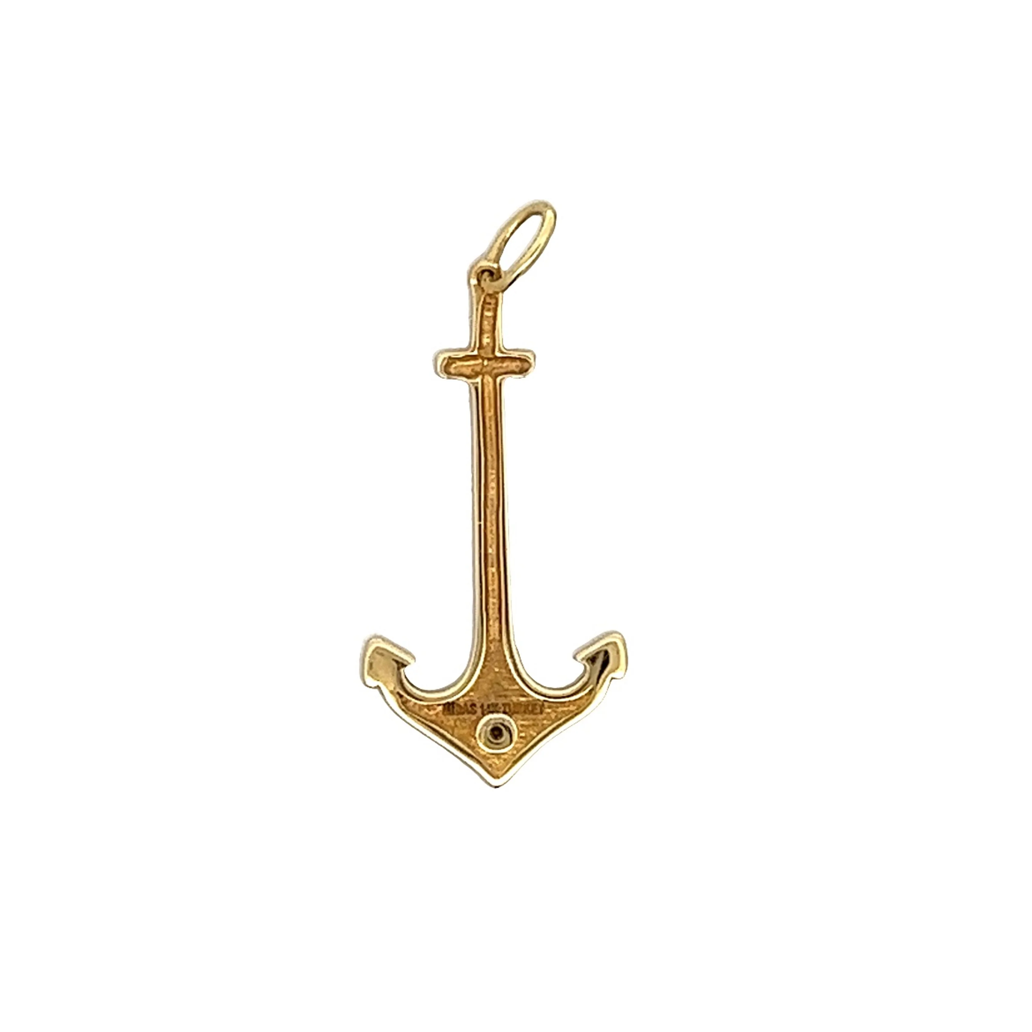 .01 Diamond Anchor Charm in 14k Yellow Gold - Image 2