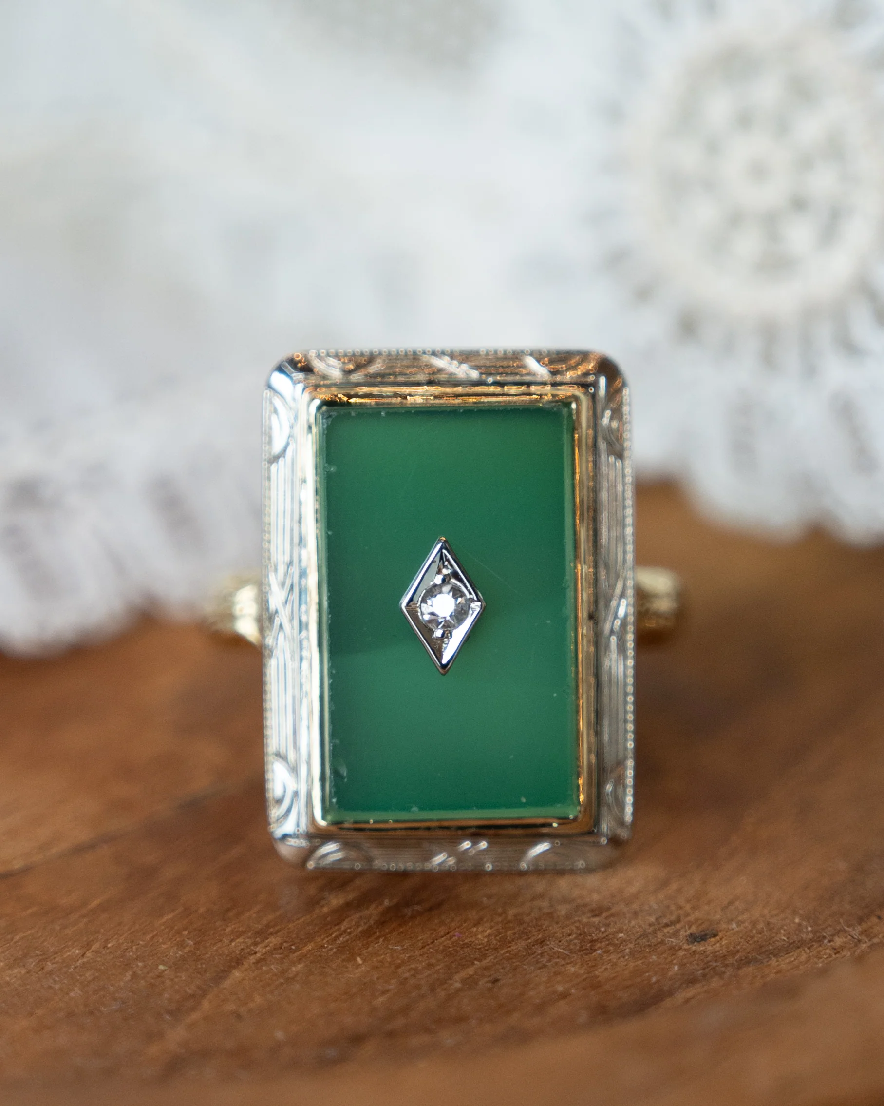 .02 Art Deco Antique Cocktail Ring in 10k - Image 6