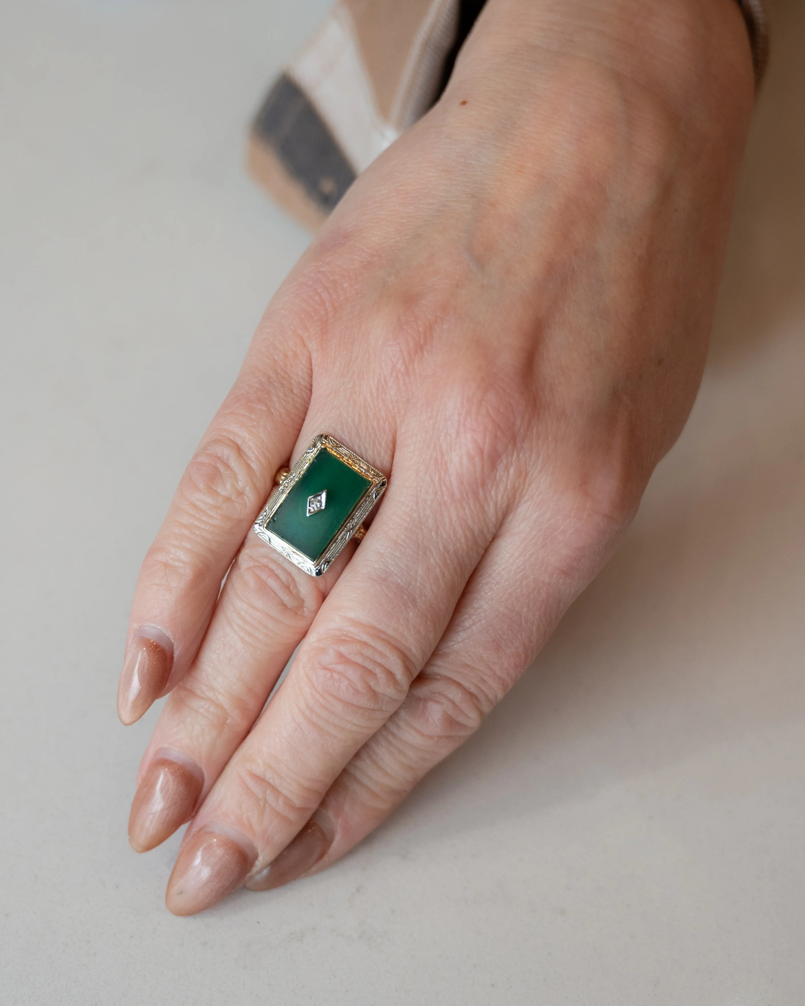 .02 Art Deco Antique Cocktail Ring in 10k - Image 7