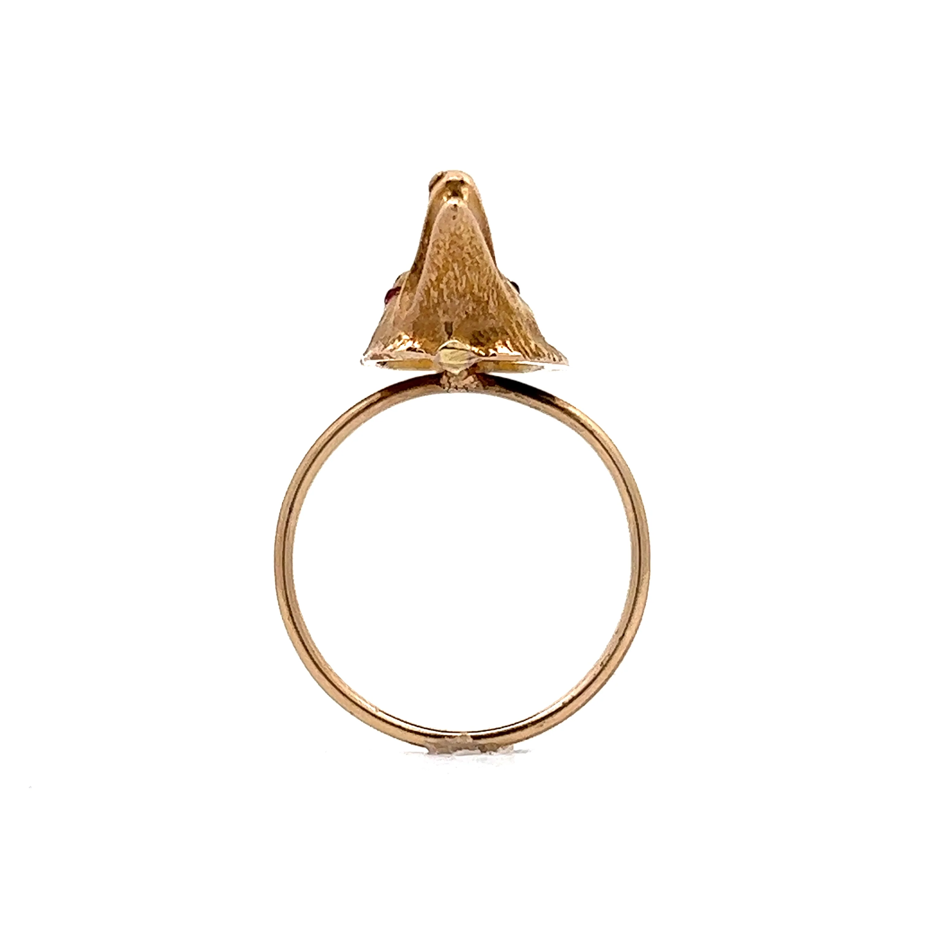Vintage Victorian Fox Ring w/ Rubies in 14k Yellow Gold - Image 4