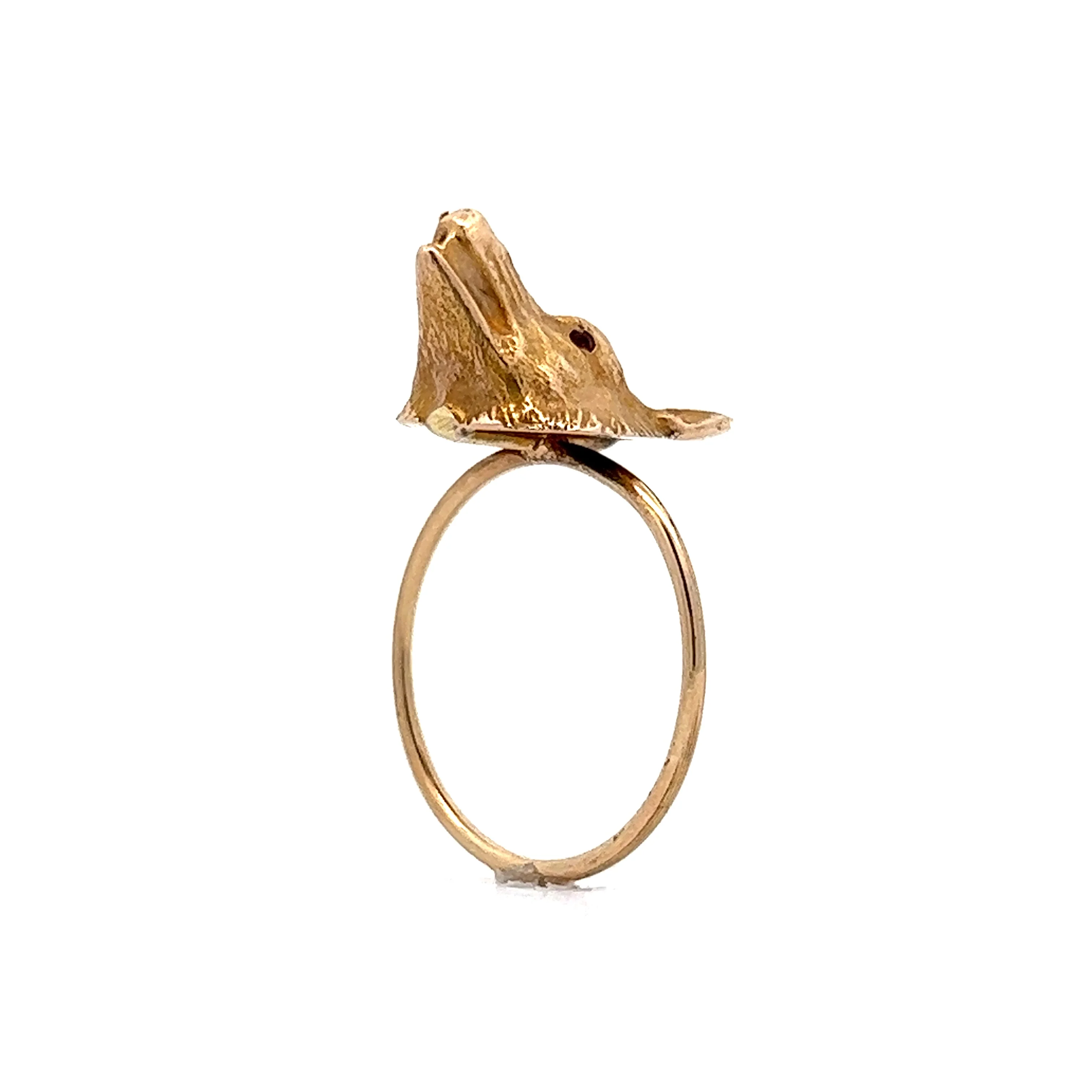 Vintage Victorian Fox Ring w/ Rubies in 14k Yellow Gold - Image 5