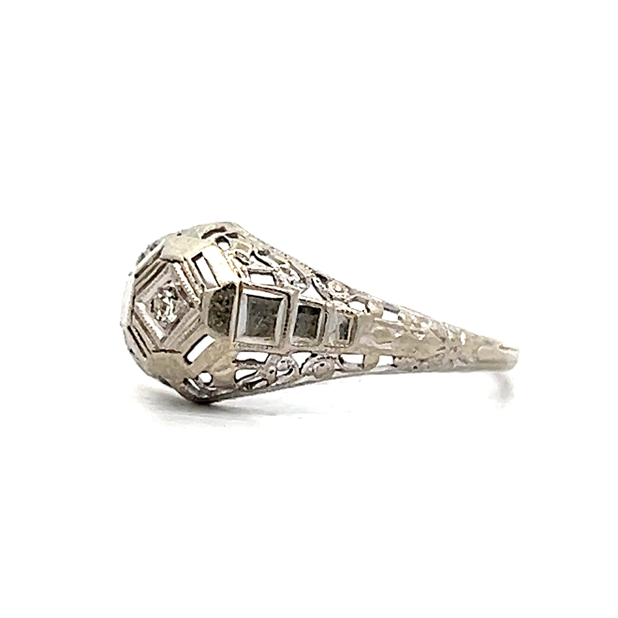 .02 Vintage Deco Diamond Engagement Ring in 14k - Image 2