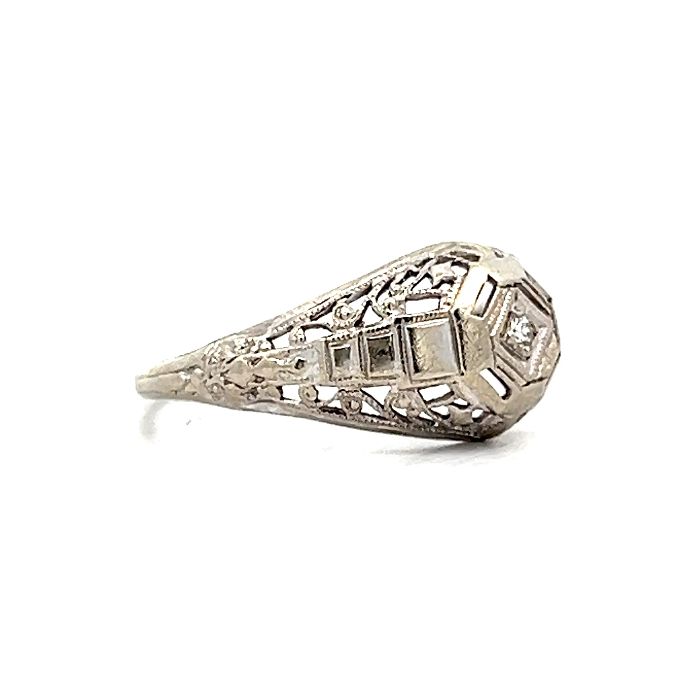 .02 Vintage Deco Diamond Engagement Ring in 14k - Image 3