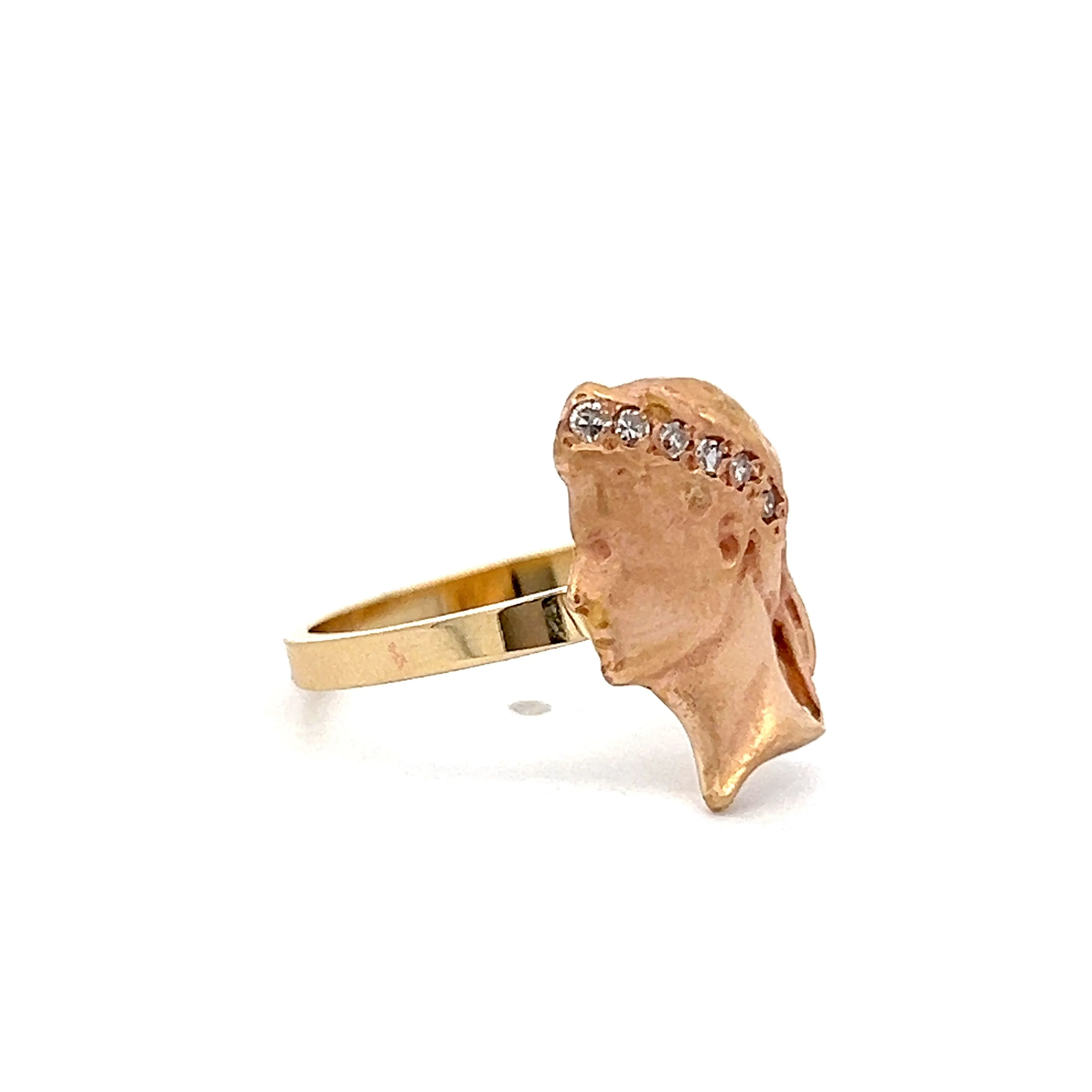 .03 Antique Stick Pin Conversion Ring in 14k - Image 3