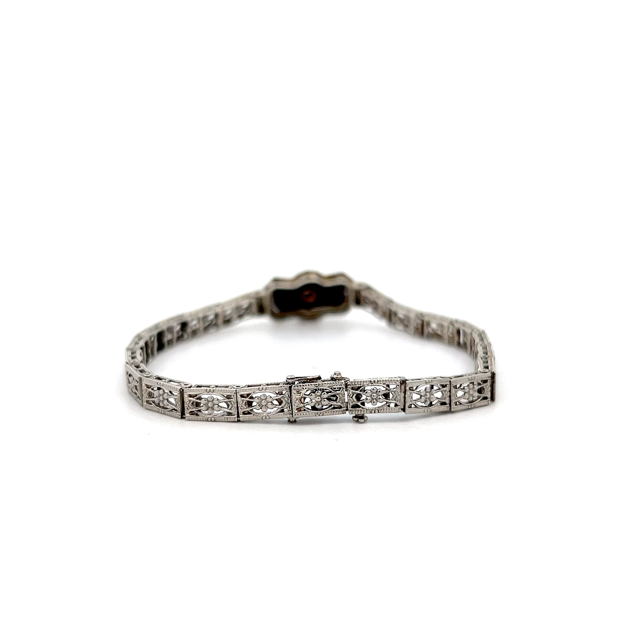 .03 Art Deco Diamond & Onyx Filigree Bracelet in 10k - Image 5
