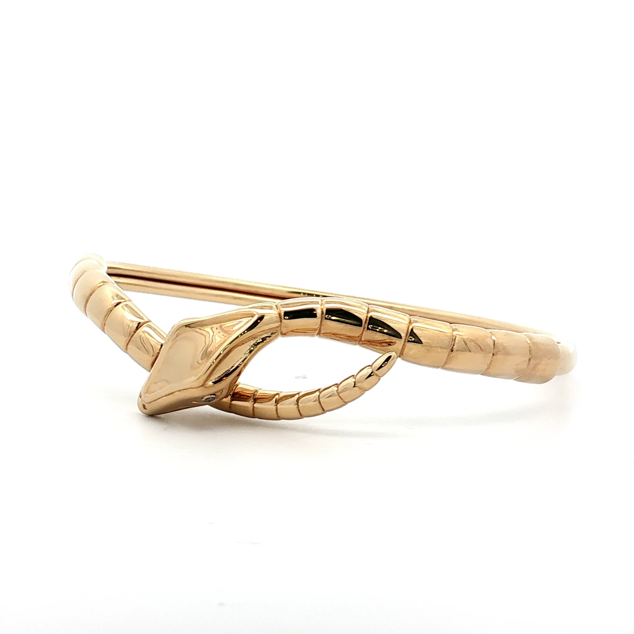 .03 Diamond Snake Bangle Bracelet 14k Yellow Gold - Image 2