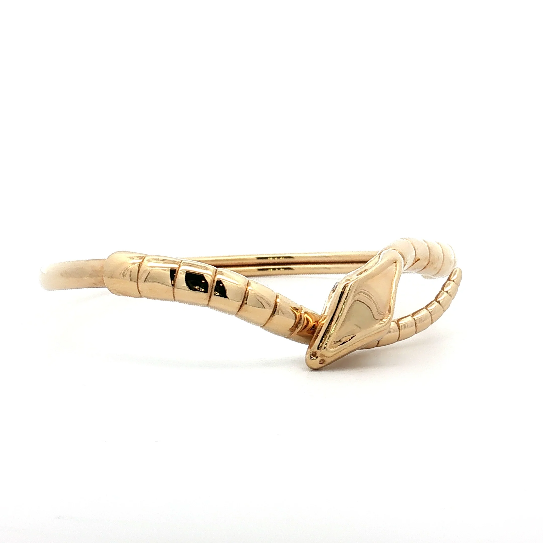 .03 Diamond Snake Bangle Bracelet 14k Yellow Gold - Image 3