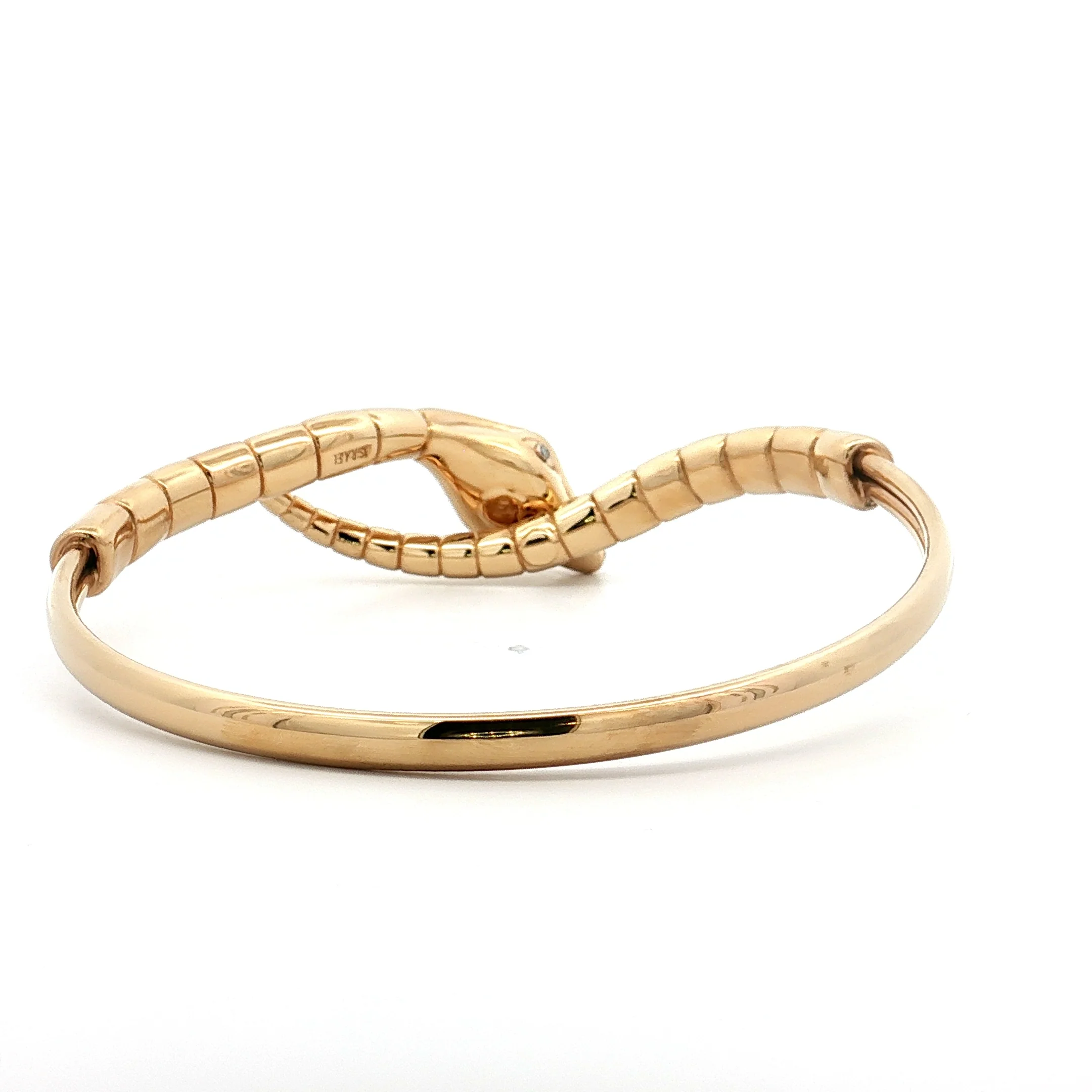 .03 Diamond Snake Bangle Bracelet 14k Yellow Gold - Image 4