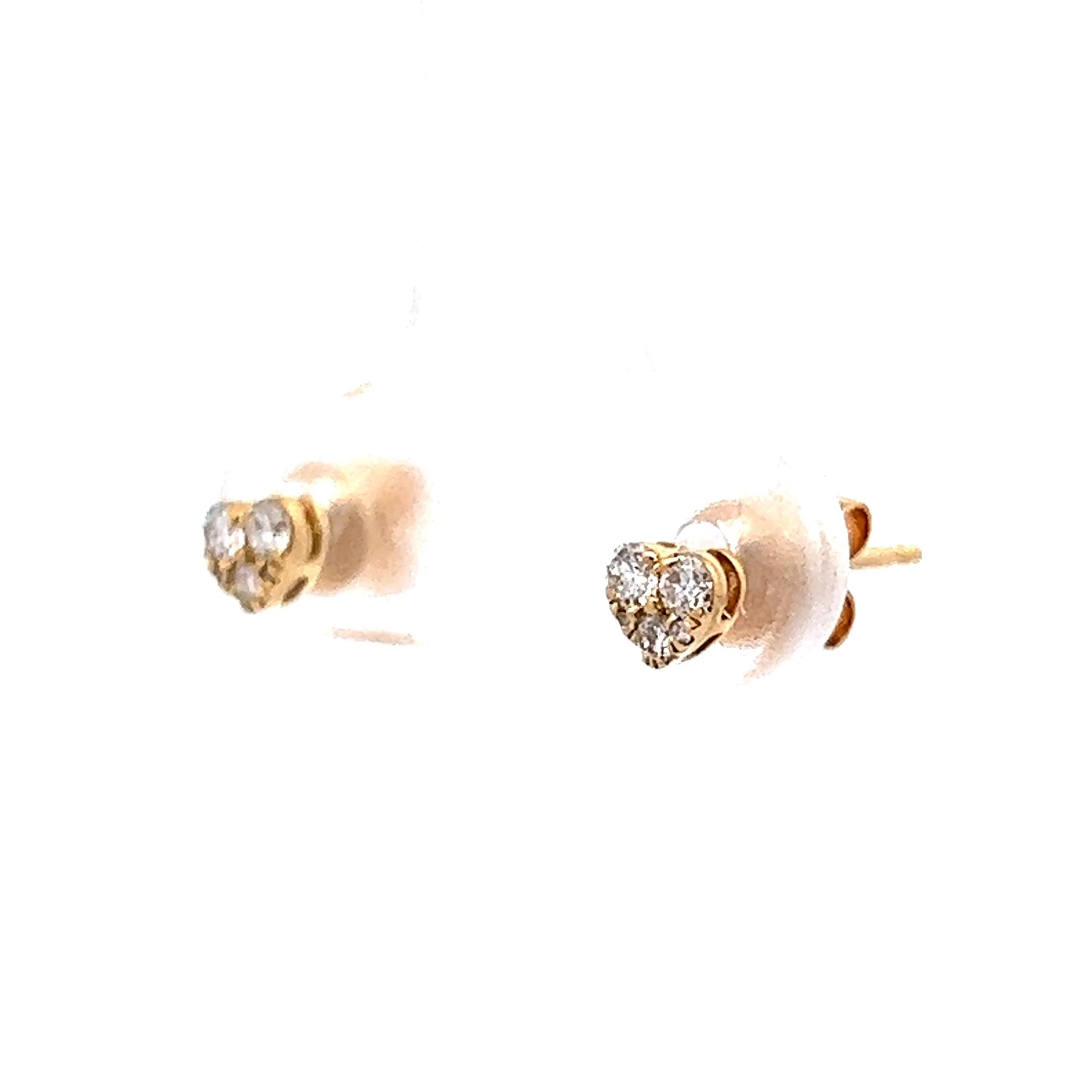 Heart Shaped Diamond Stud Earrings in 14k Yellow Gold - Image 2