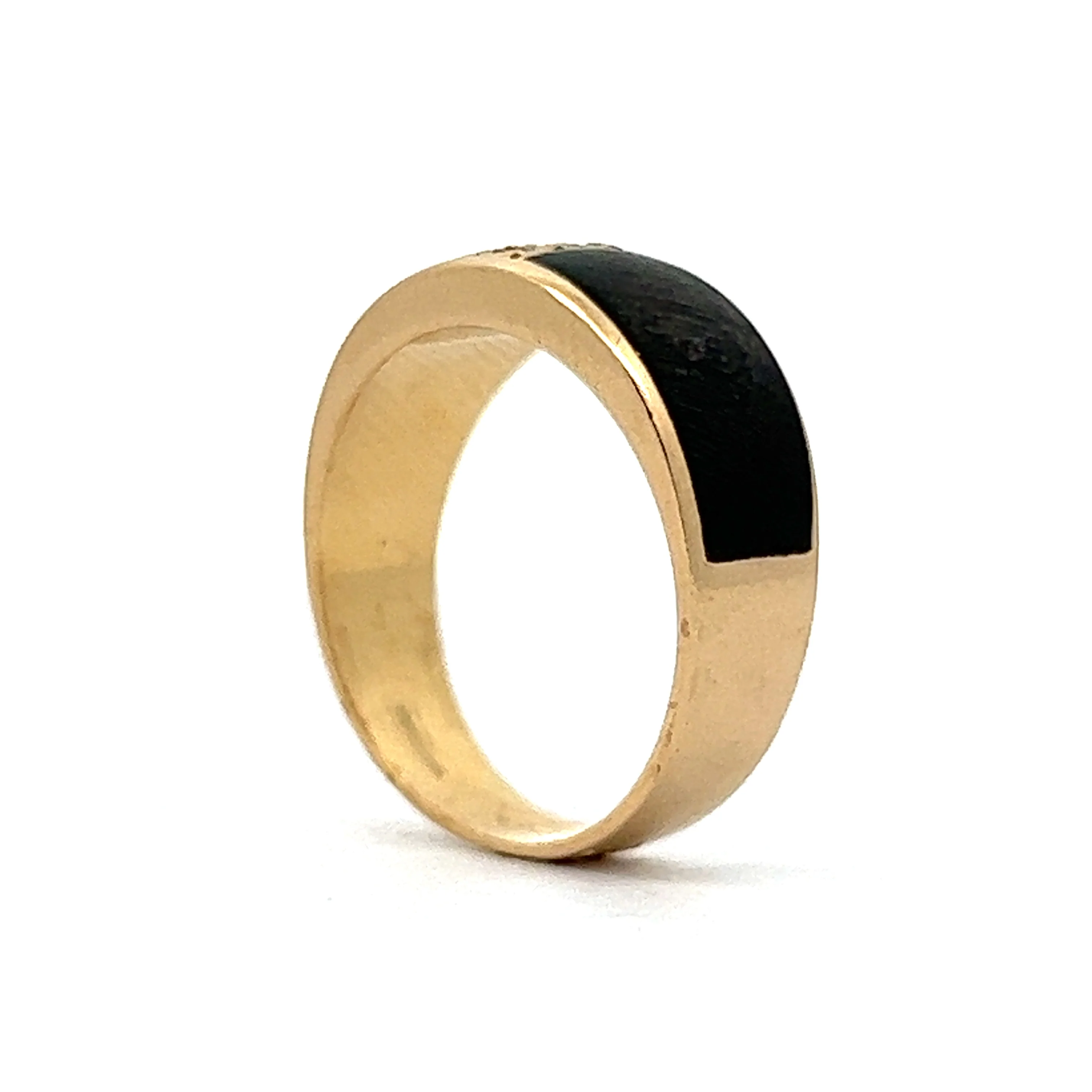Vintage Mid-Century Black Wood & Diamond Ring in 18k Yellow Gold - Image 5