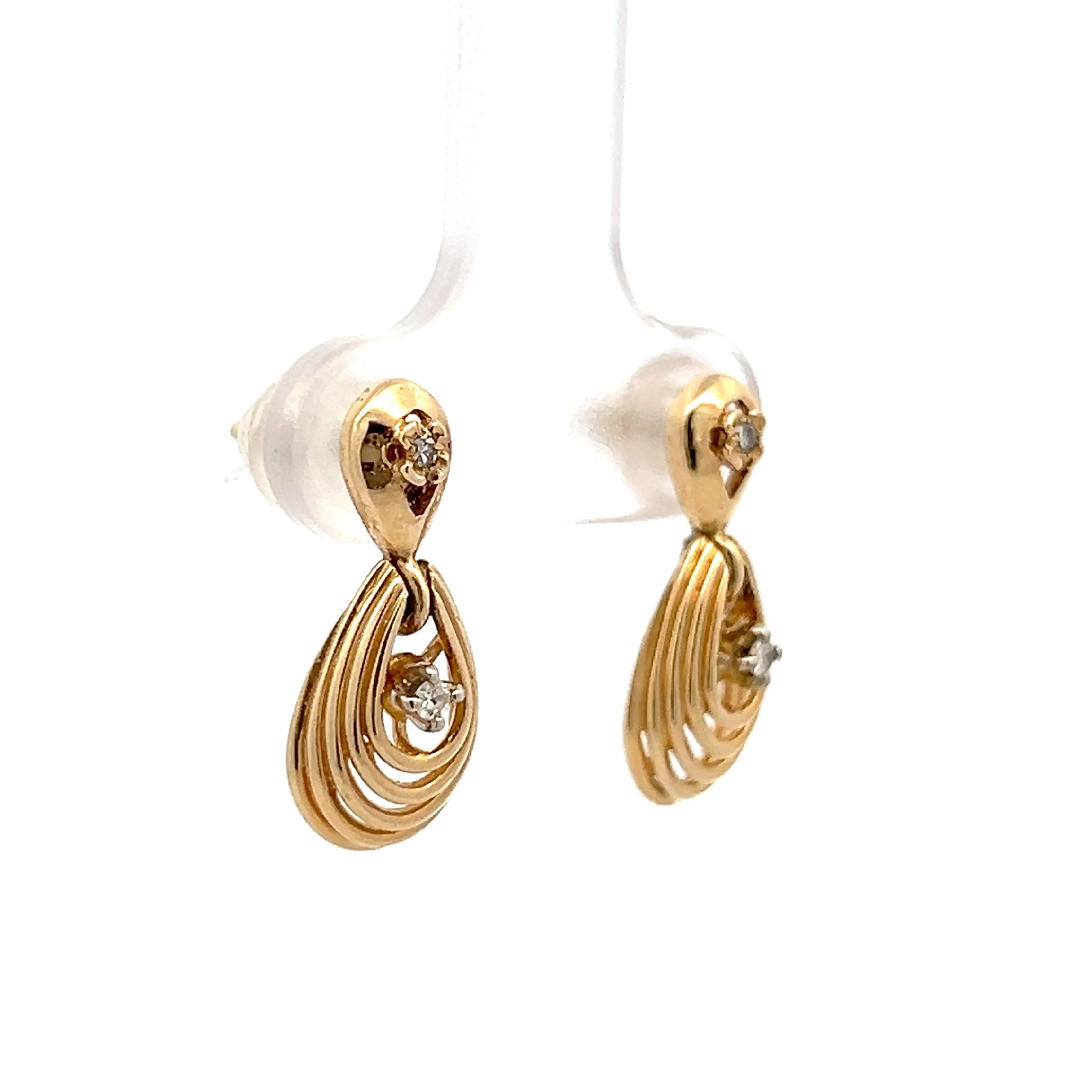 .05 Diamond Tear Drop Shaped Earrings in 14k - Image 3