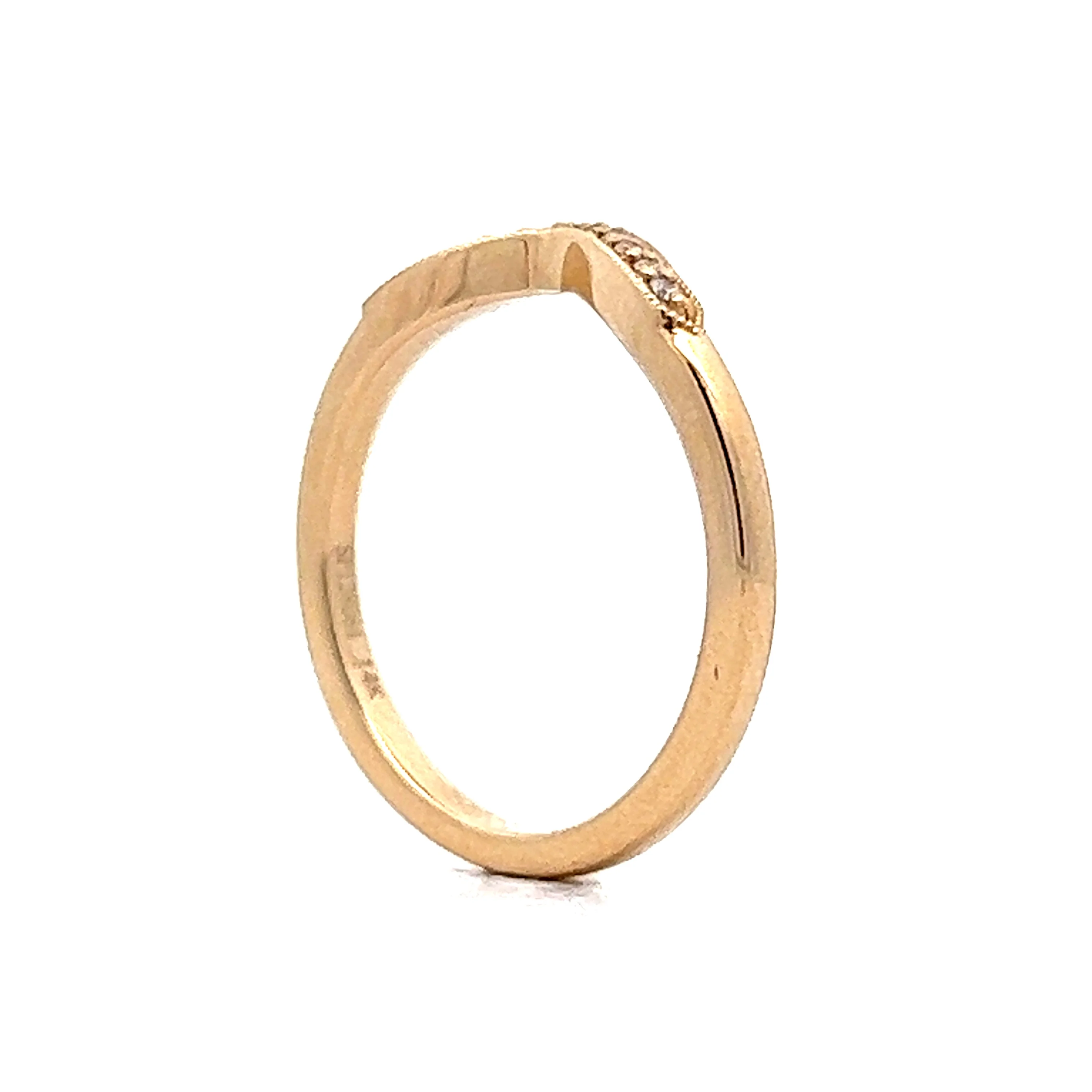 Diamond Contoured Milgrain Band in 14k Yellow Gold - Image 5