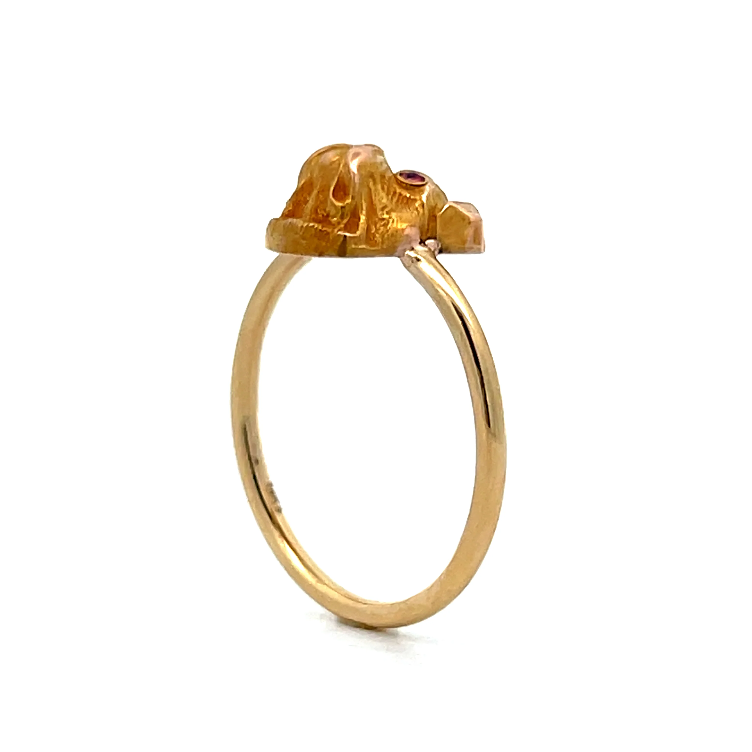 .03 Antique Victorian Ruby Bulldog Ring in 10/14k Yellow Gold - Image 5
