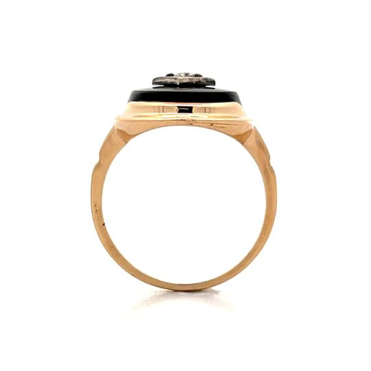 .06 Art Deco Diamond & Onyx Cocktail Ring in 10k - Image 4