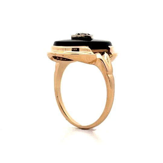 .06 Art Deco Diamond & Onyx Cocktail Ring in 10k - Image 5