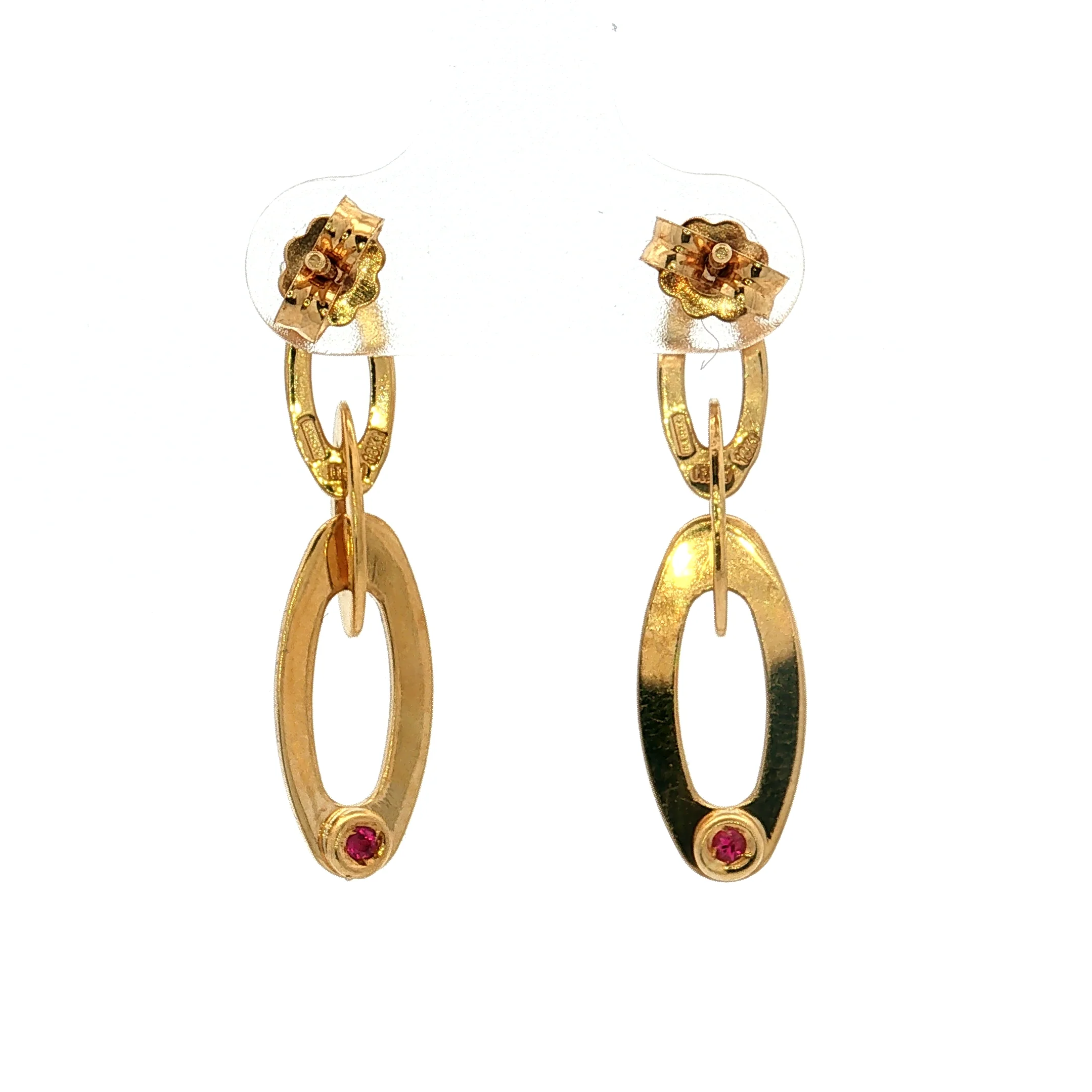.06 Hidden Ruby Drop Earrings 18k Yellow Gold - Image 4