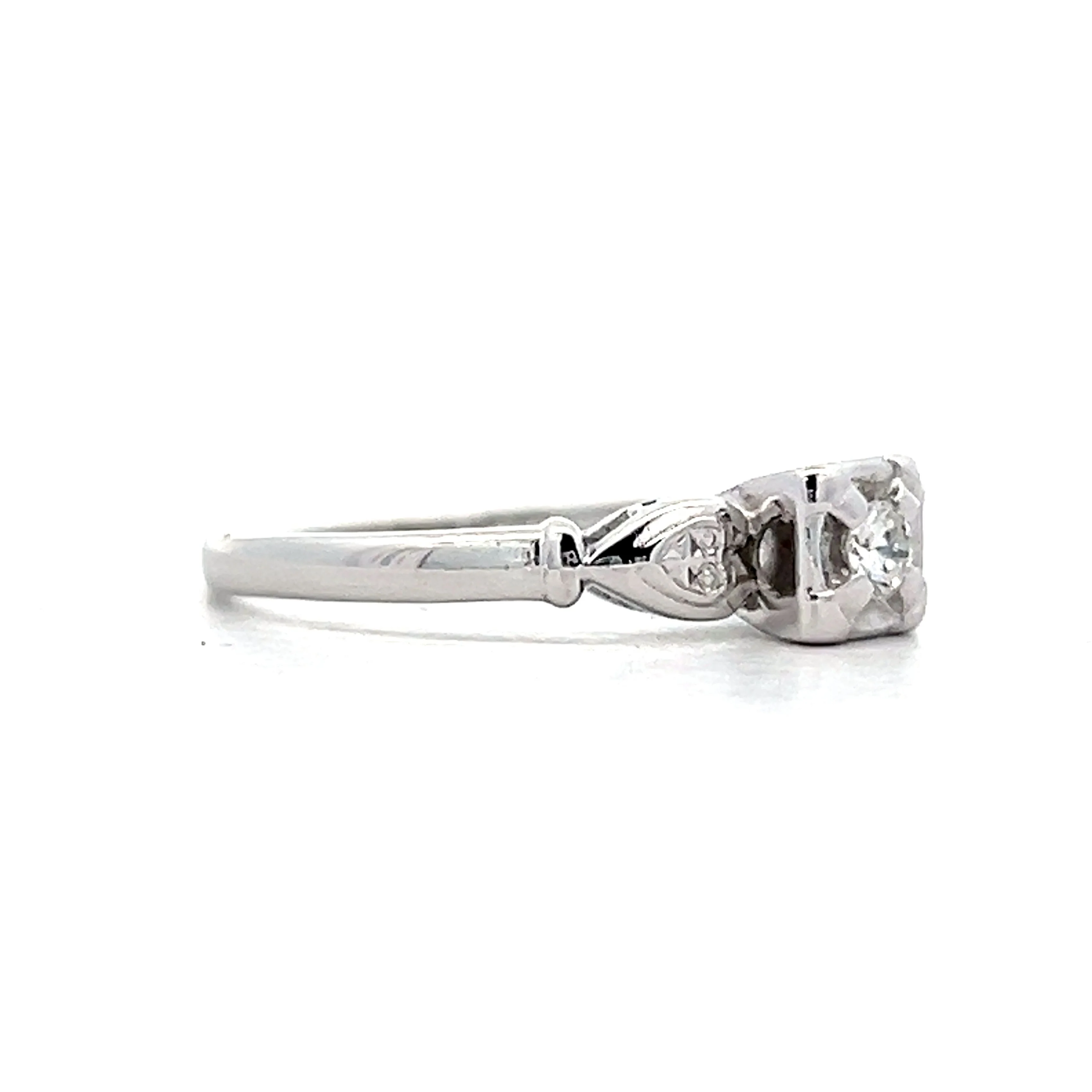 .06 Retro Diamond Engagement Ring in 14k White Gold - Image 3
