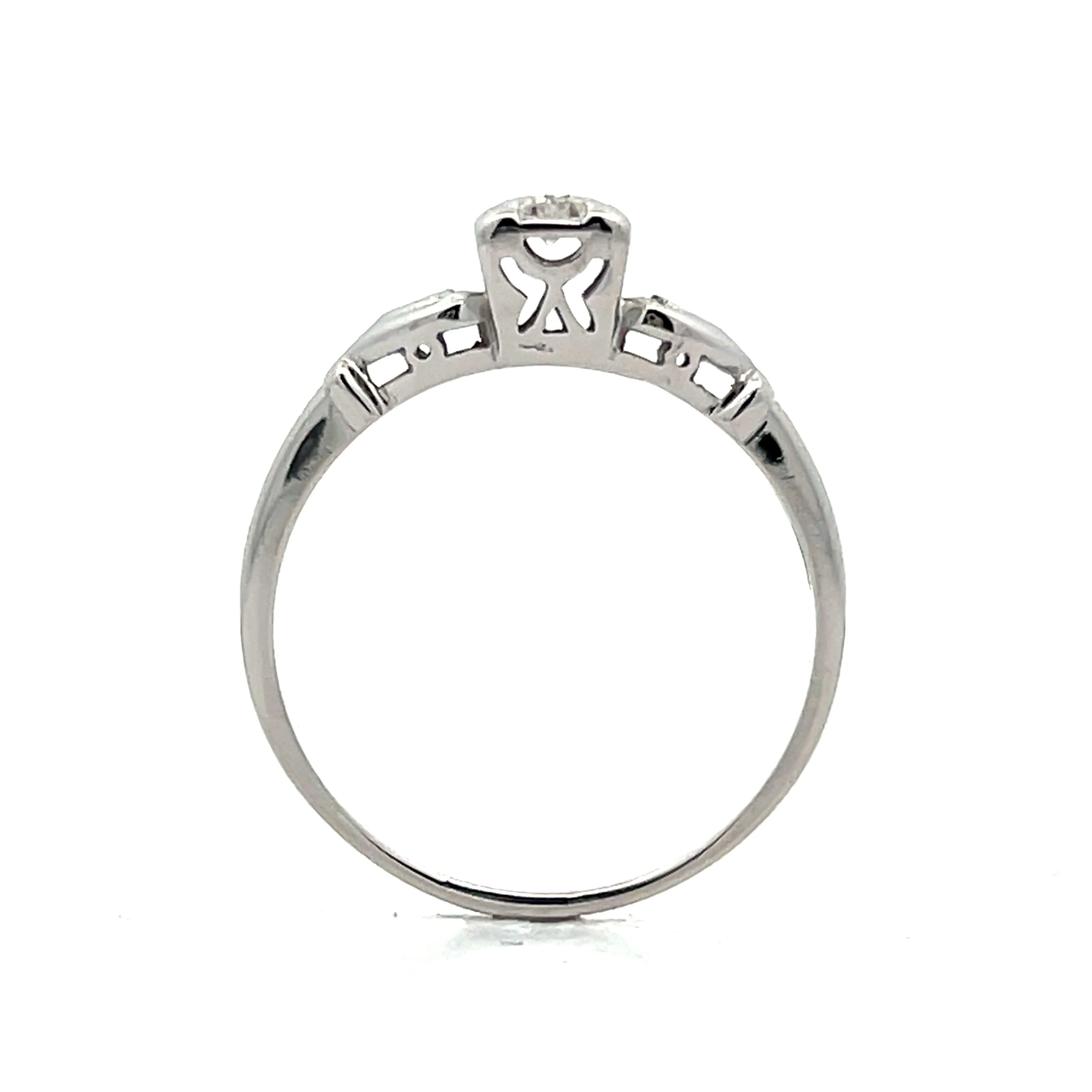 .06 Retro Diamond Engagement Ring in 14k White Gold - Image 4