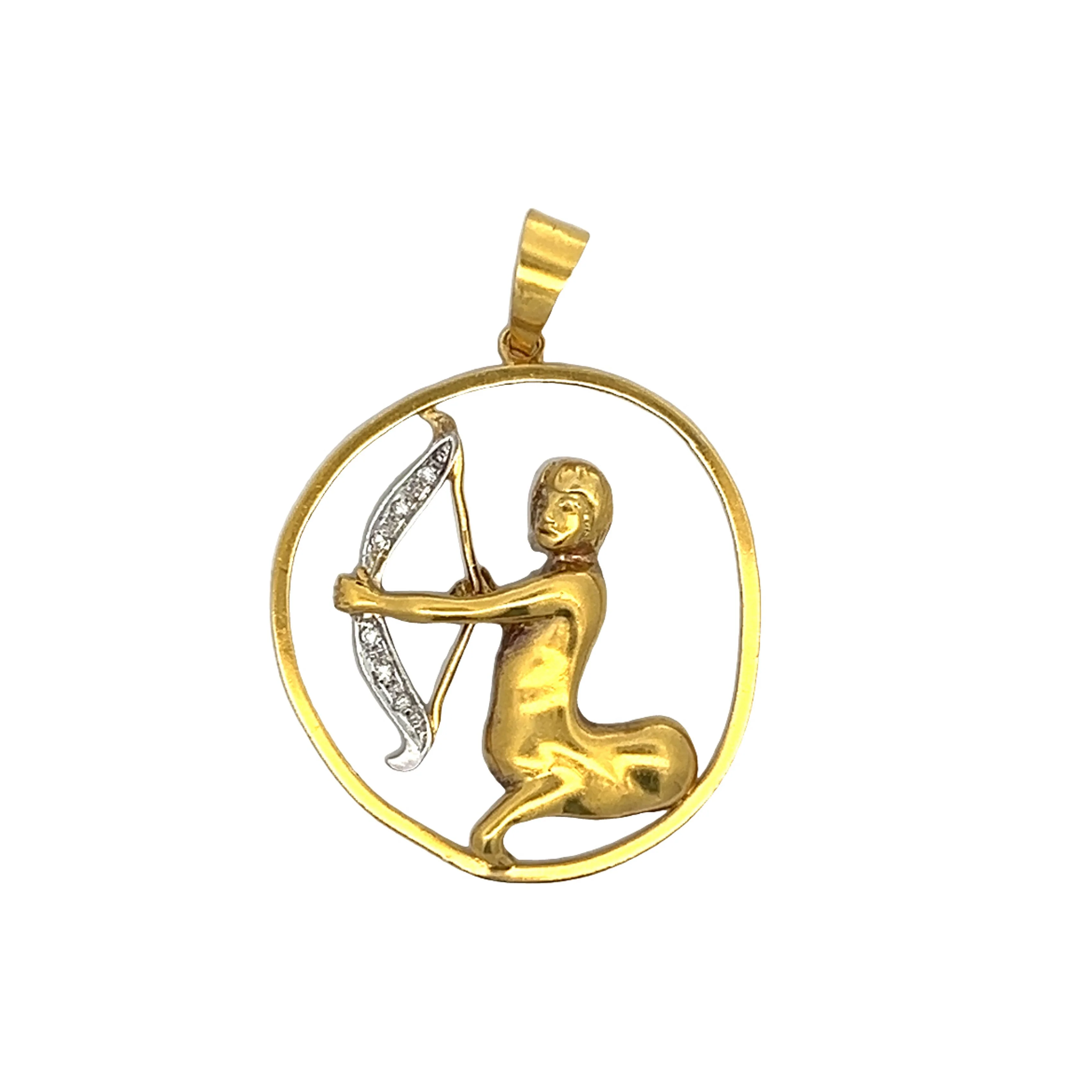 .06 Vintage Sagittarius Centaur Pendant in 18k