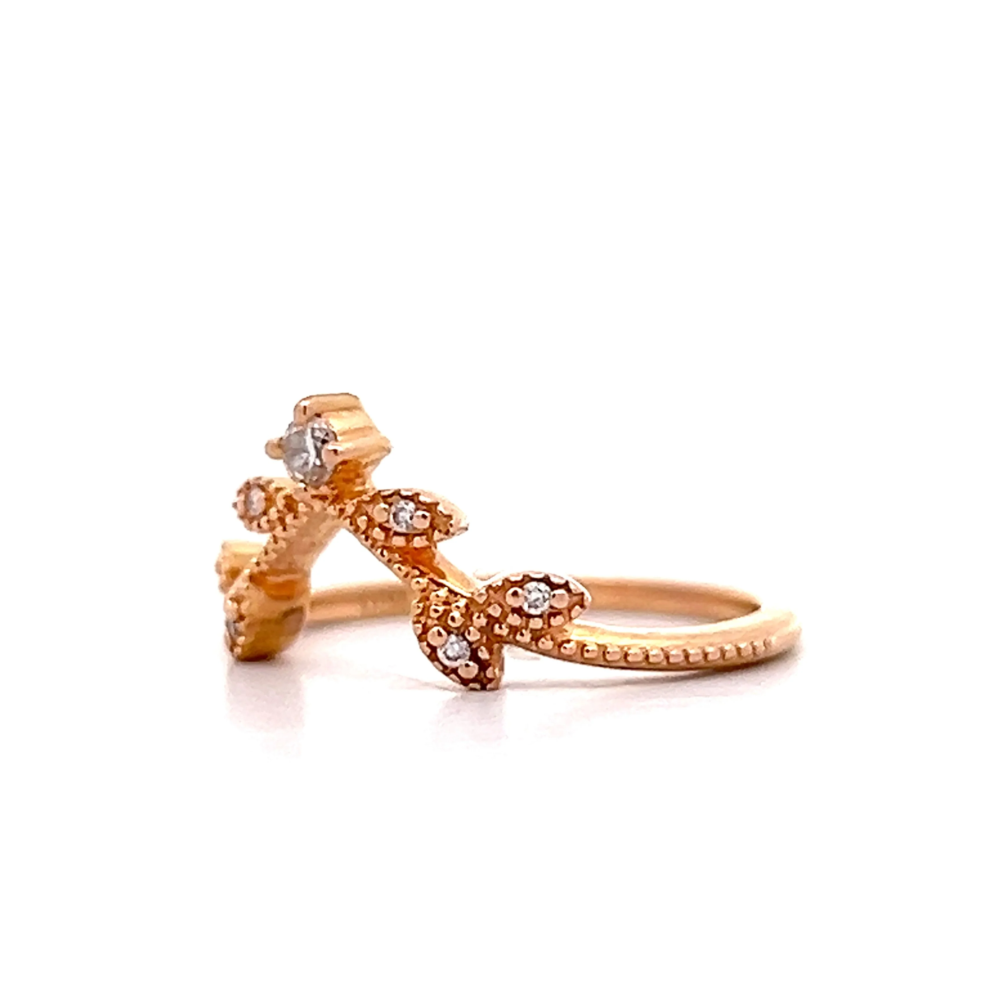 .07 Leaf Contour Wedding Band in 18k Rose Gold - Image 2