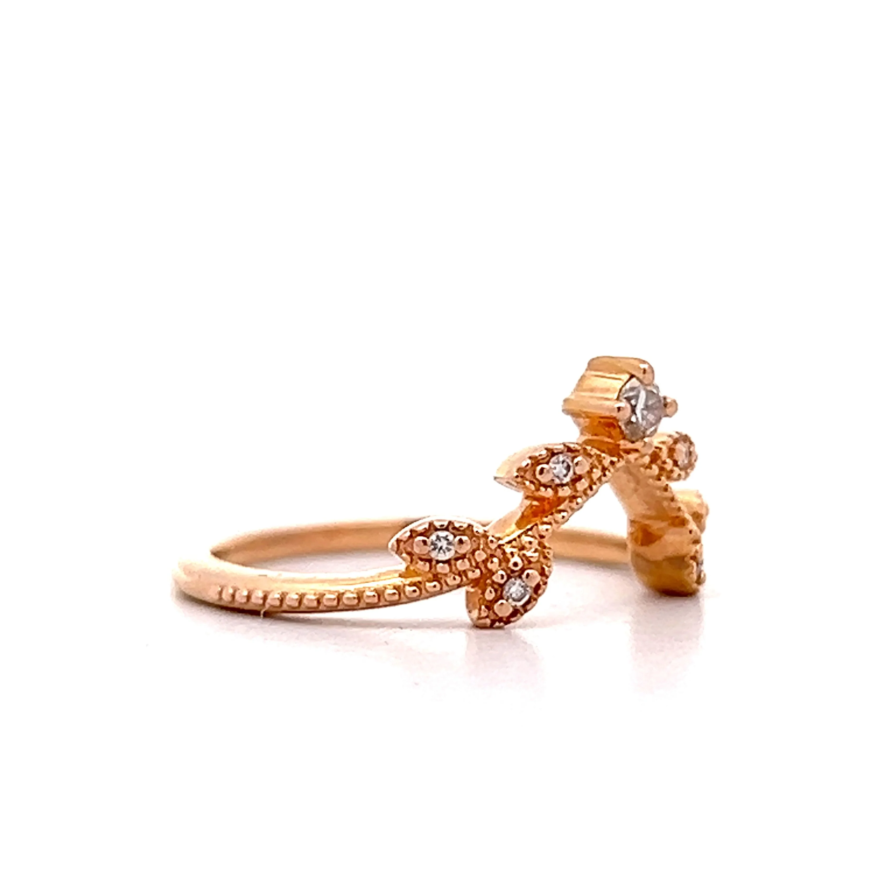 .07 Leaf Contour Wedding Band in 18k Rose Gold - Image 3