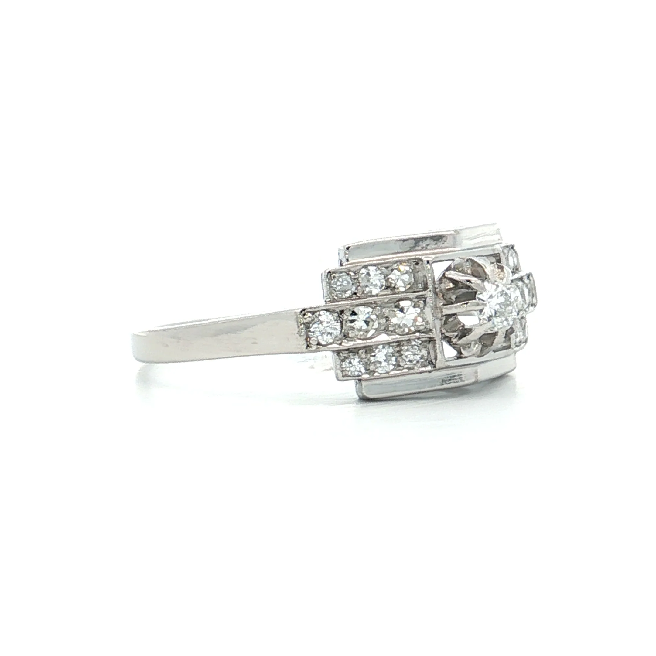 .07 Vintage 1950s Diamond Engagement Ring Platinum - Image 3