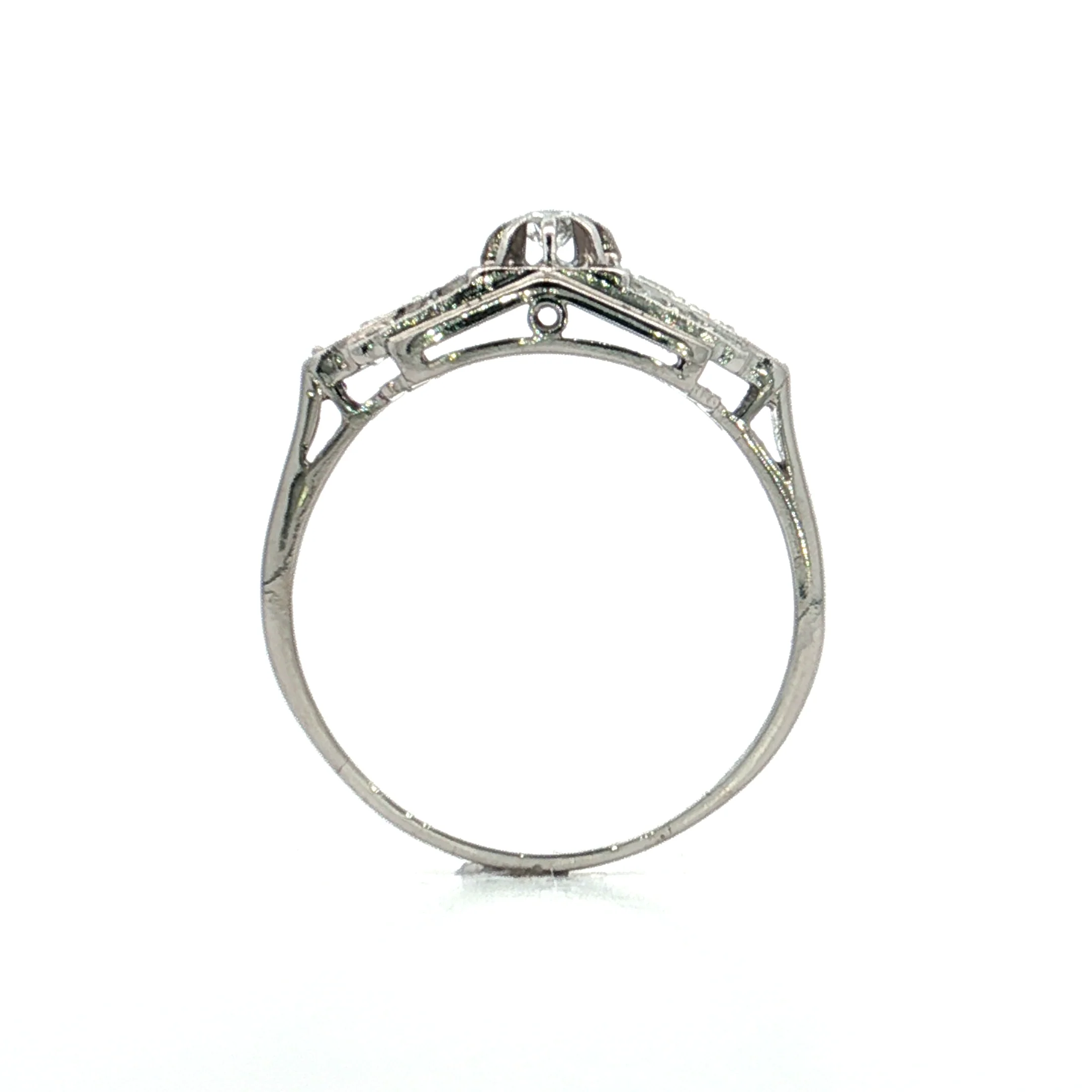 .07 Vintage 1950s Diamond Engagement Ring Platinum - Image 4