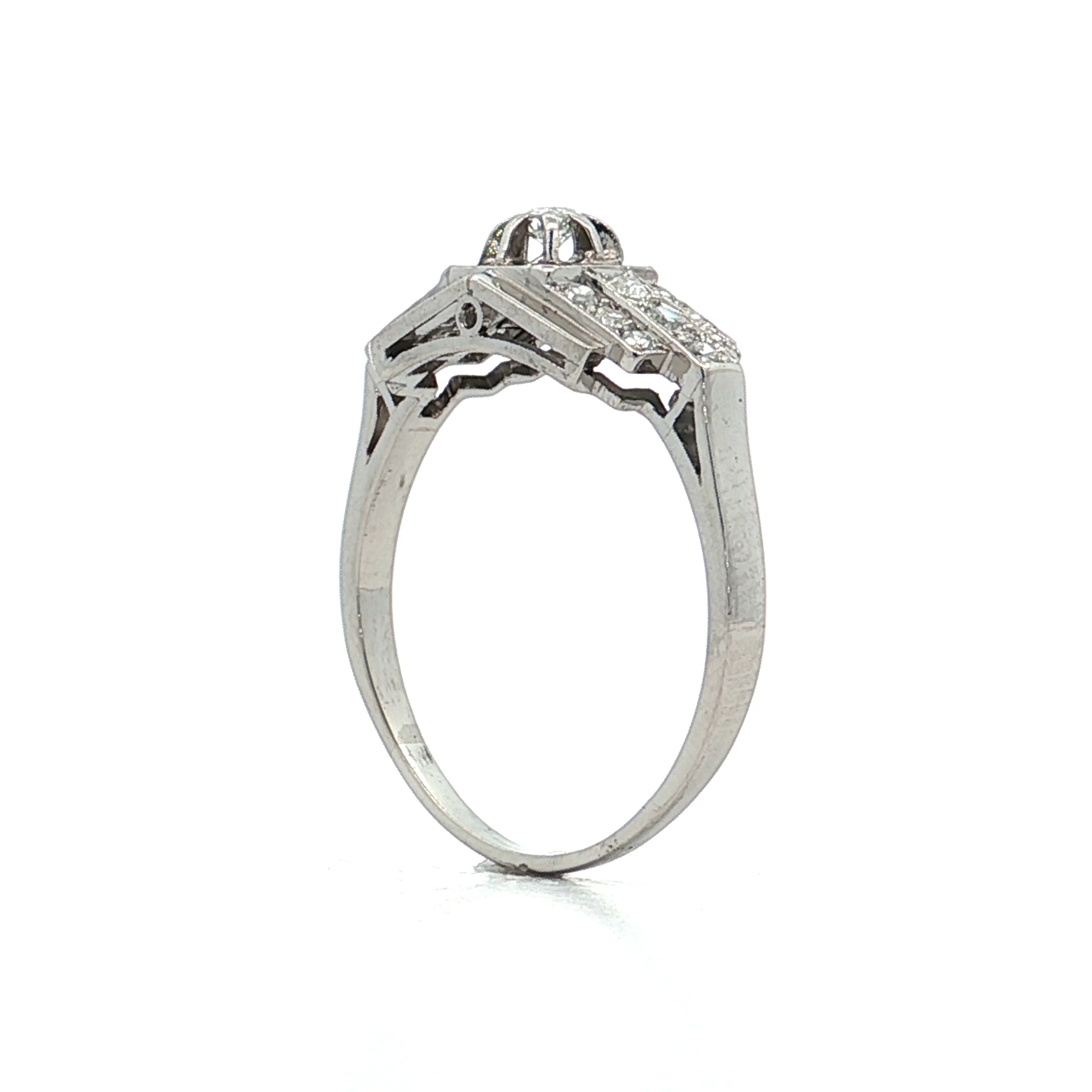 .07 Vintage 1950s Diamond Engagement Ring Platinum - Image 5