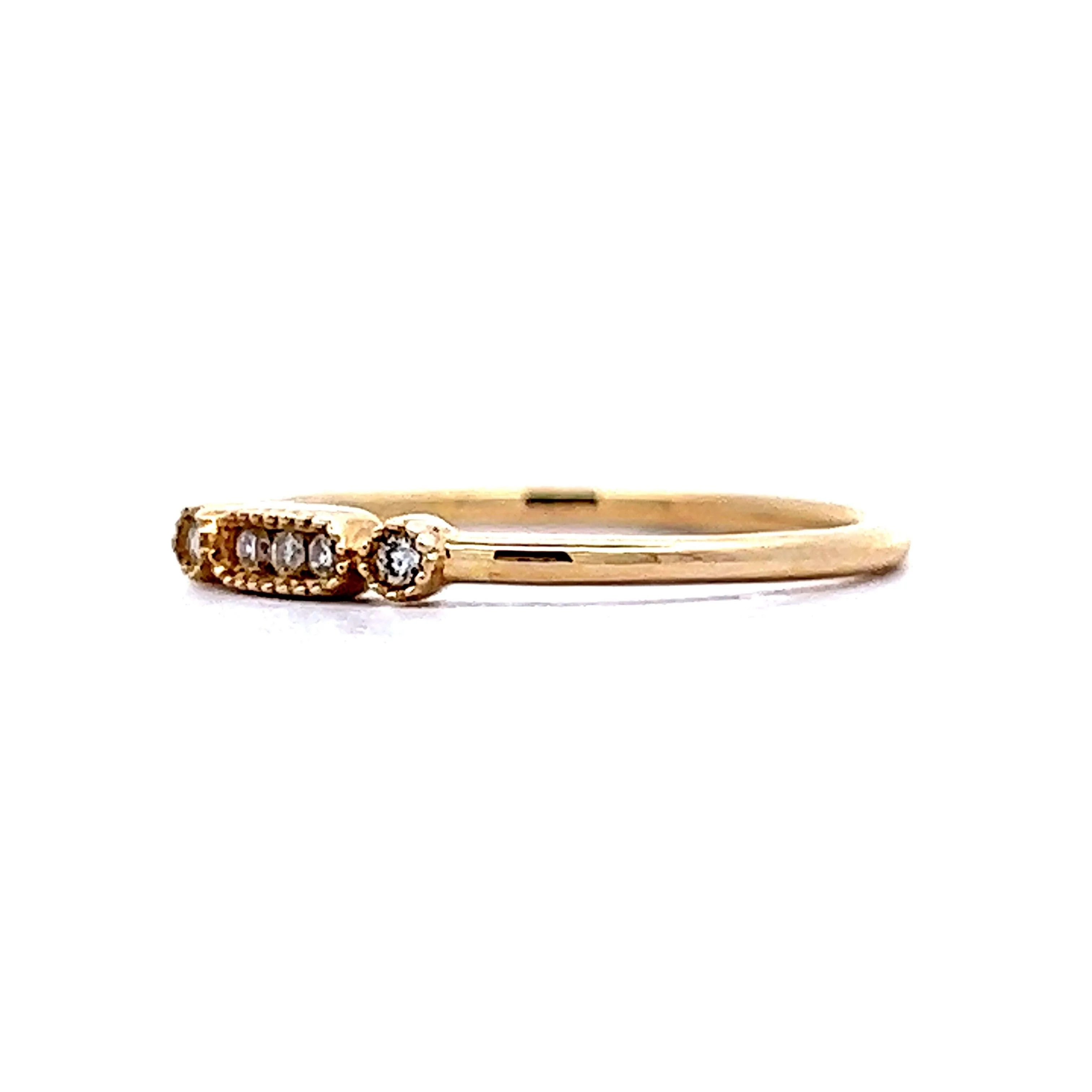Milgrain Textured Diamond Wedding Band in 10k Yellow Gold - Image 2