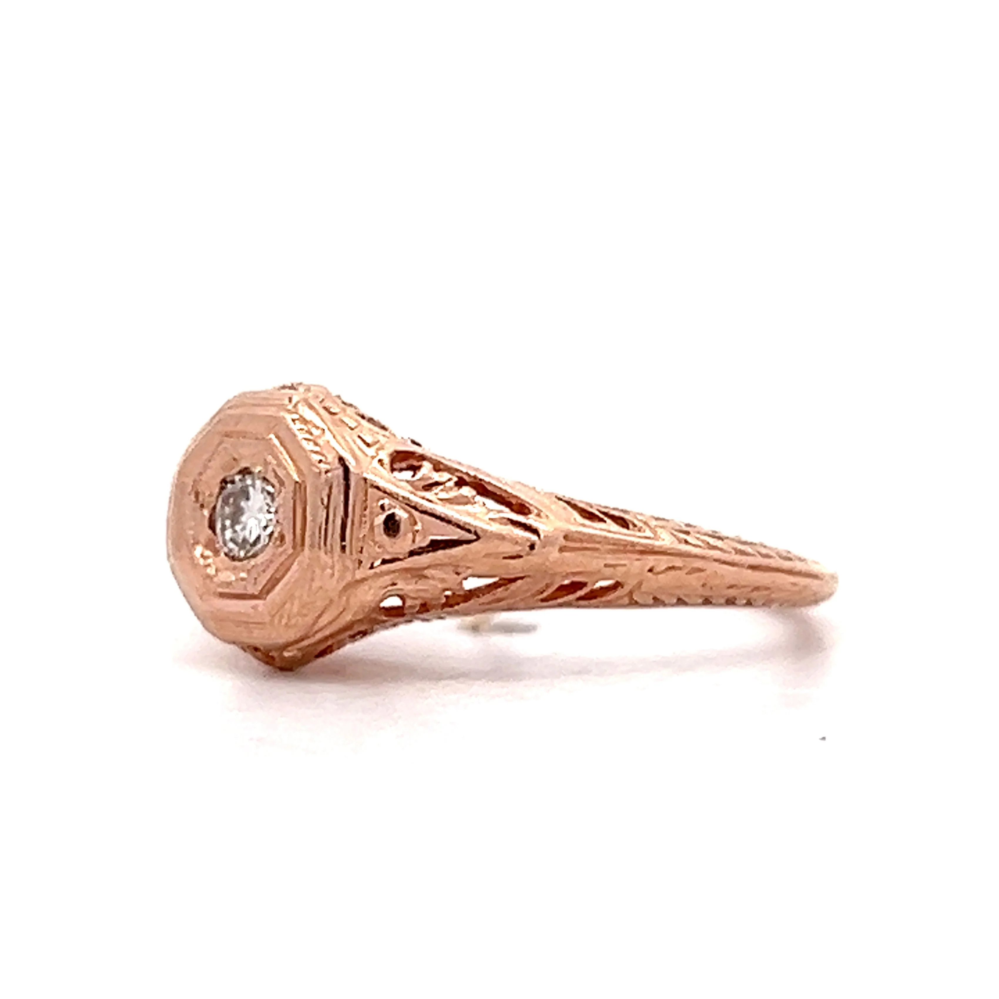 .08 Art Deco Style Engagement Ring in 14k Rose Gold - Image 2