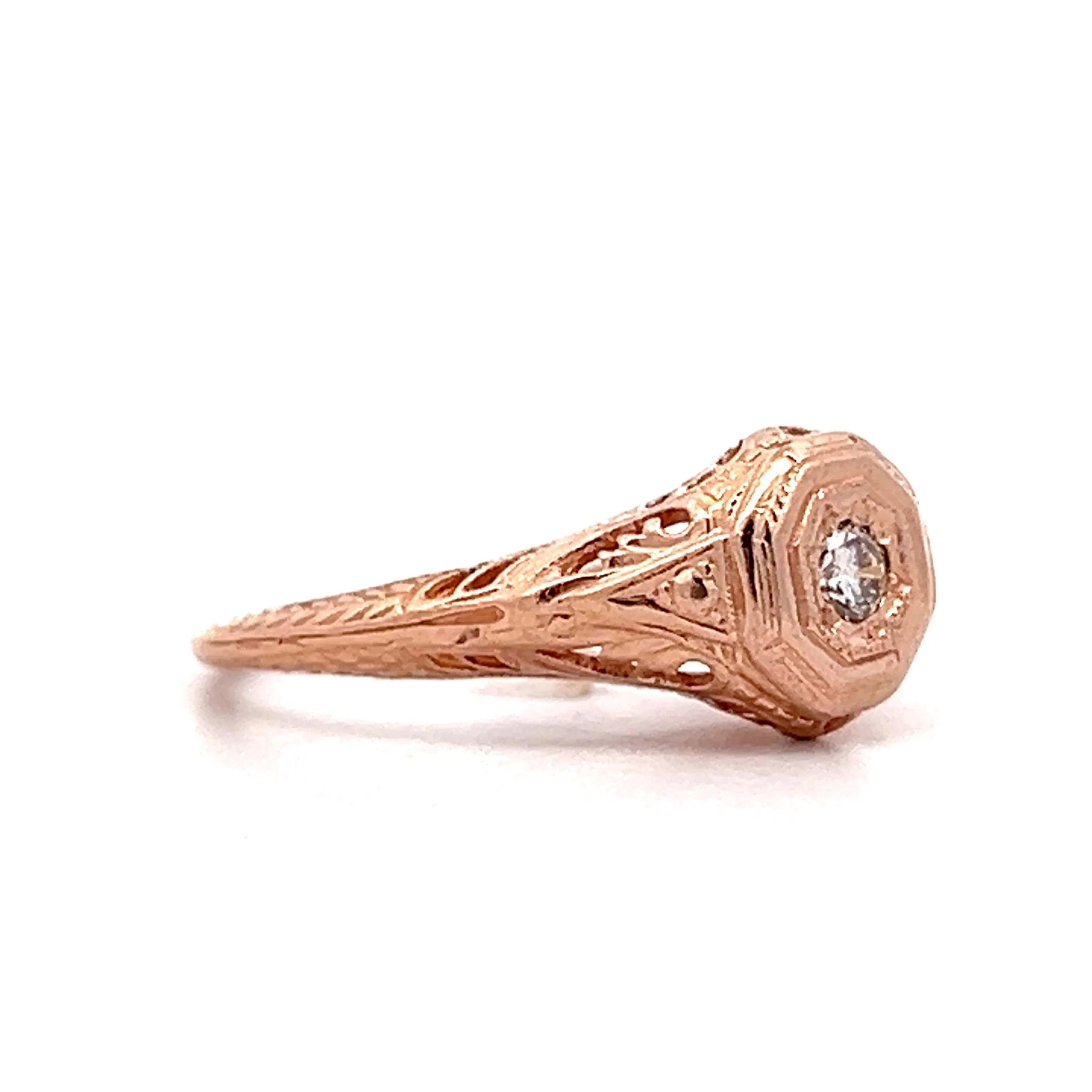 .08 Art Deco Style Engagement Ring in 14k Rose Gold - Image 3