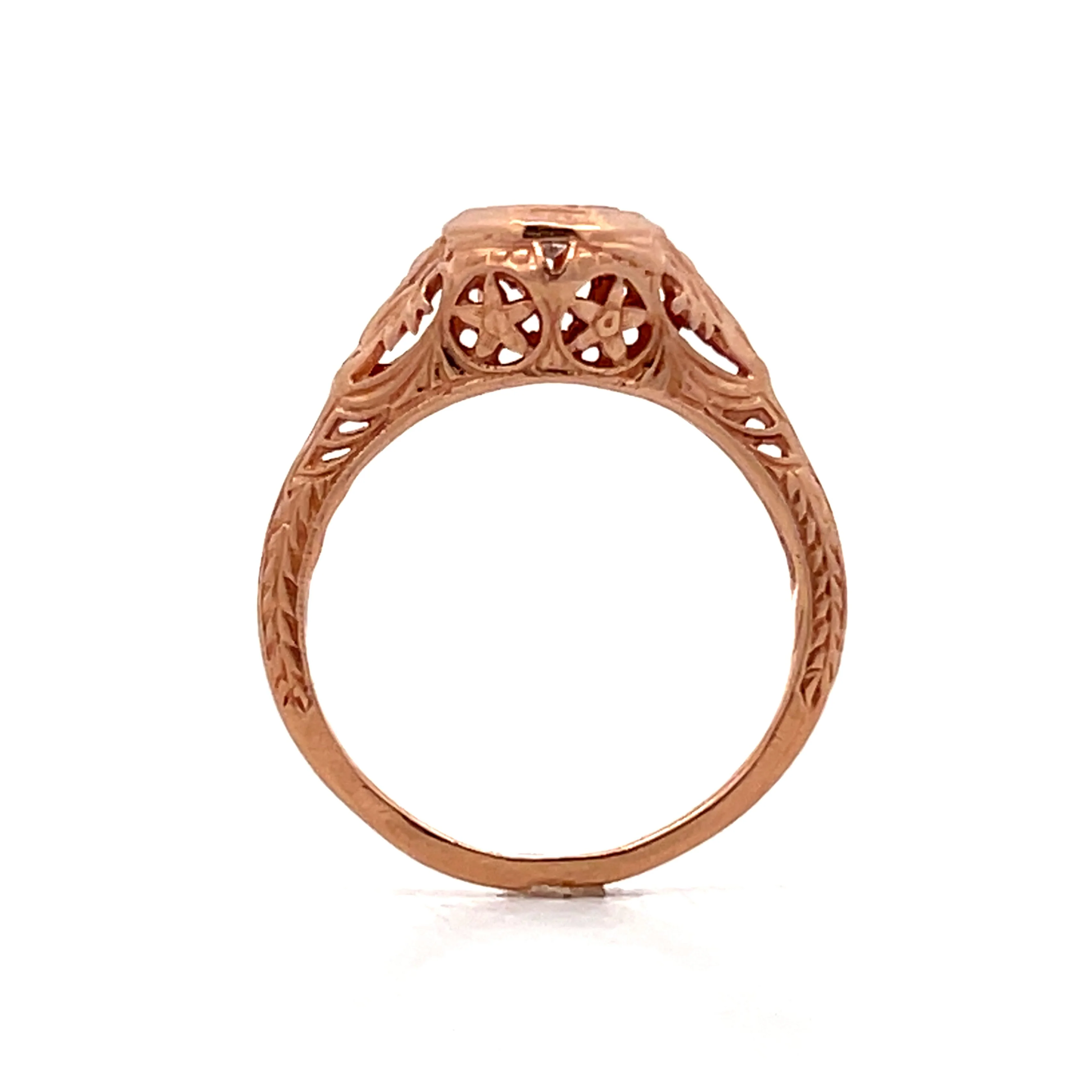 .08 Art Deco Style Engagement Ring in 14k Rose Gold - Image 4