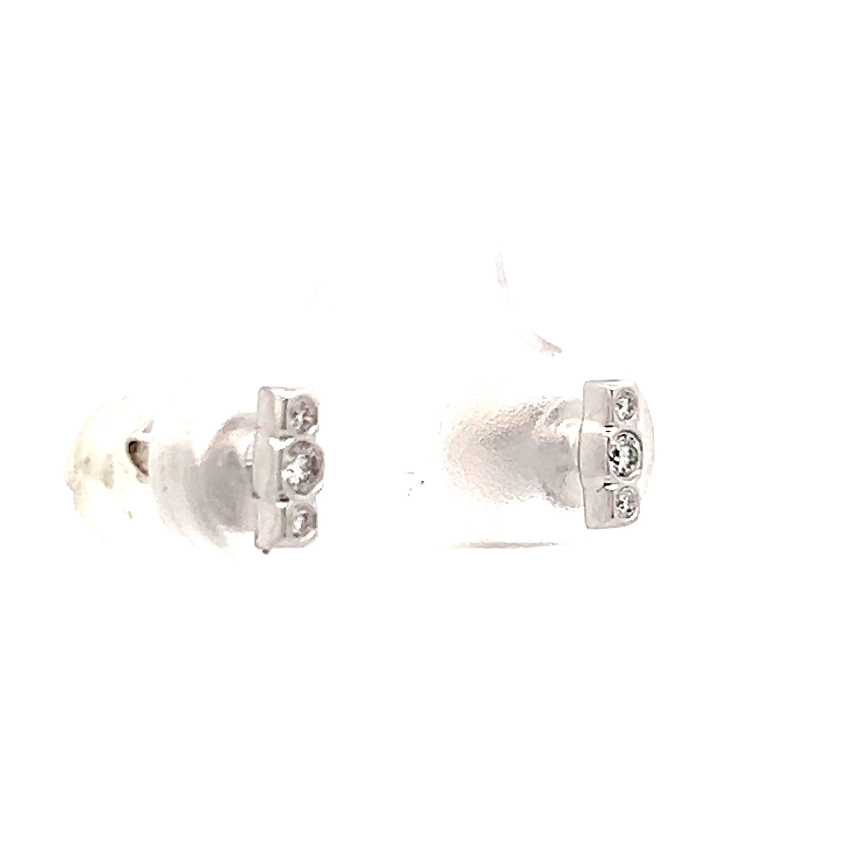 .08 Diamond Bar Stud Earrings in 18k White Gold - Image 3