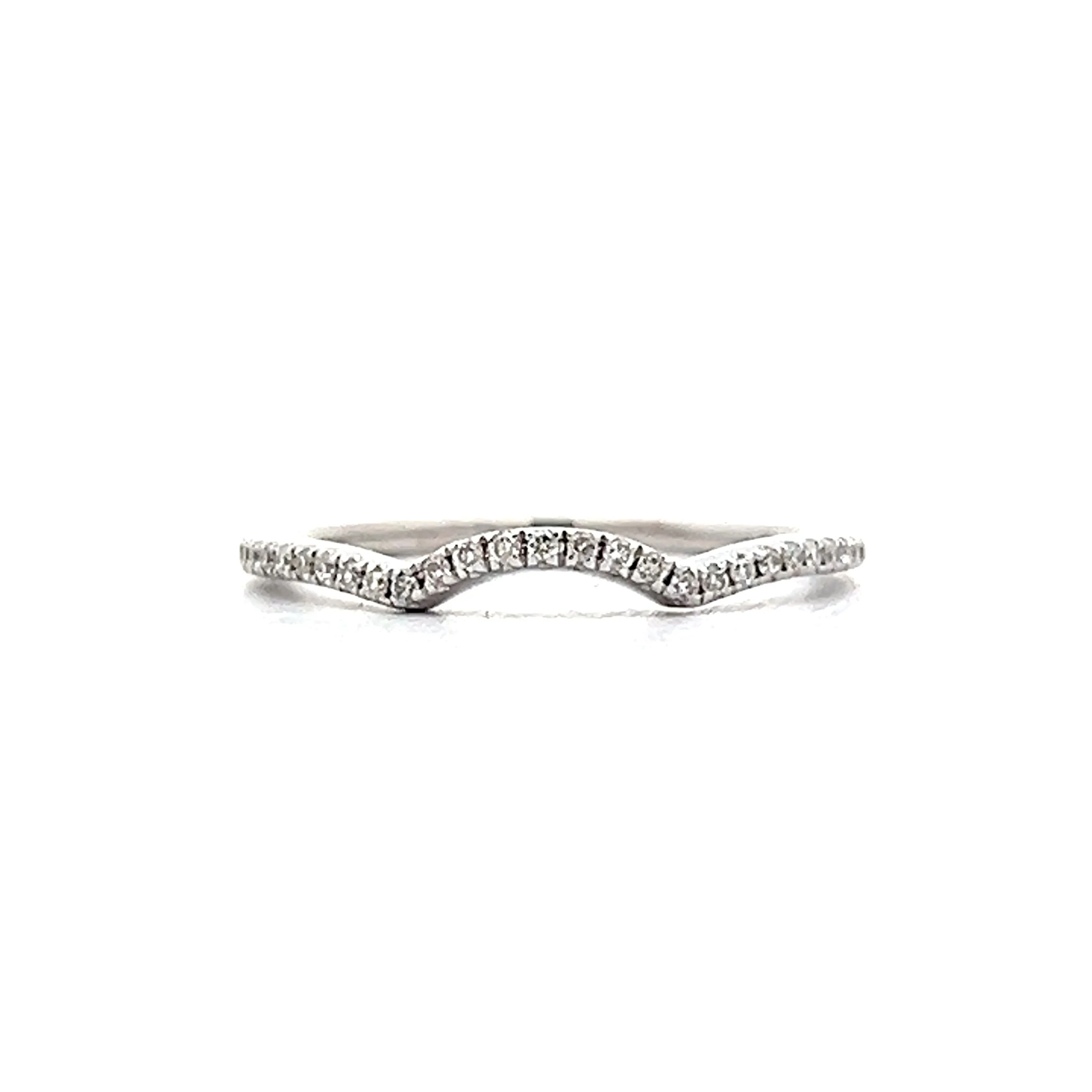 .08 Diamond Contour Wedding Band in 14k White Gold