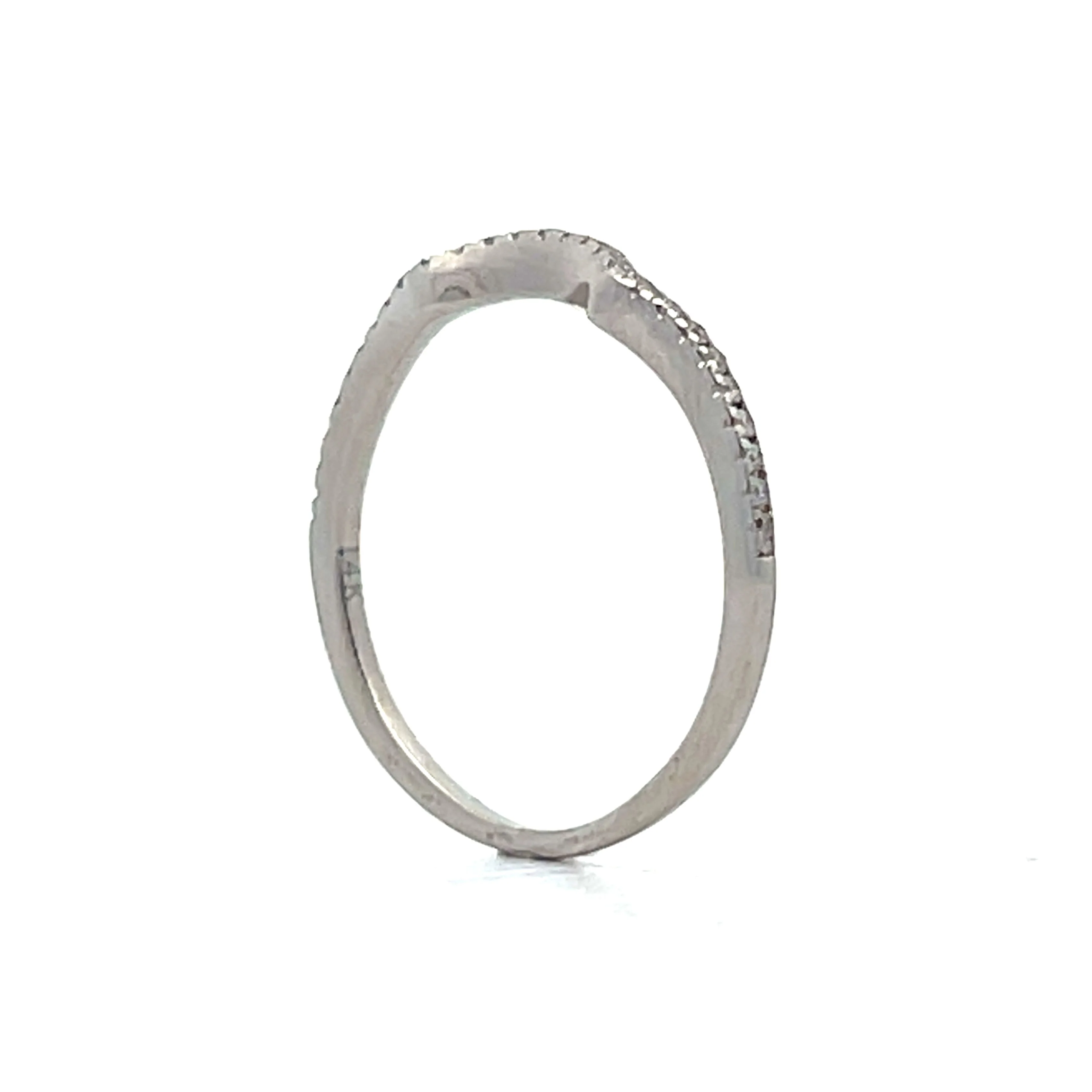 .08 Diamond Contour Wedding Band in 14k White Gold - Image 5