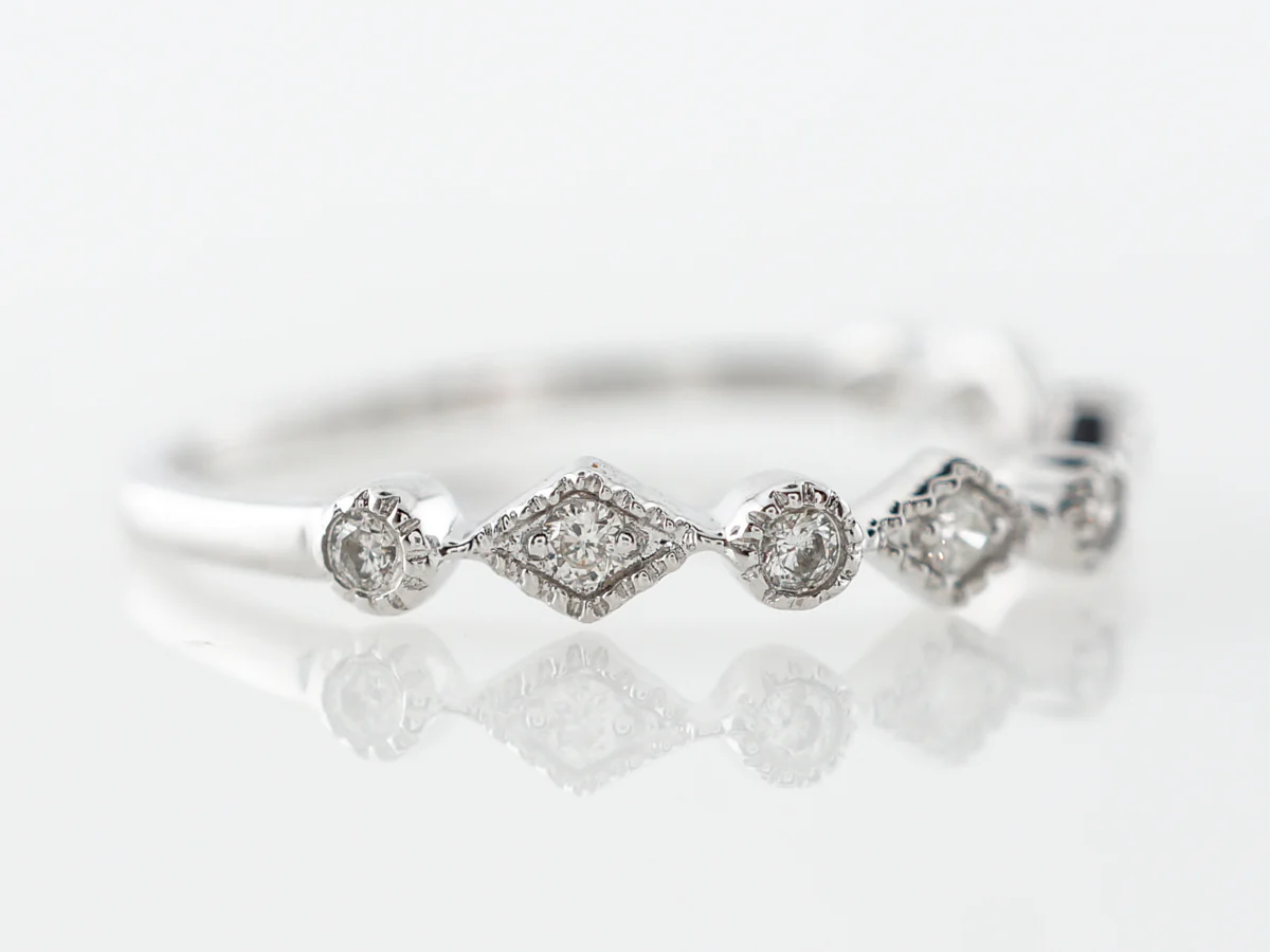 .08 Diamond Wedding Band in 14k White Gold - Image 3