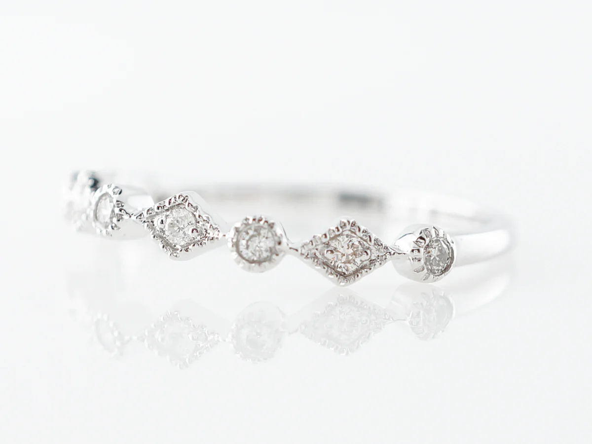 .08 Diamond Wedding Band in 14k White Gold - Image 6