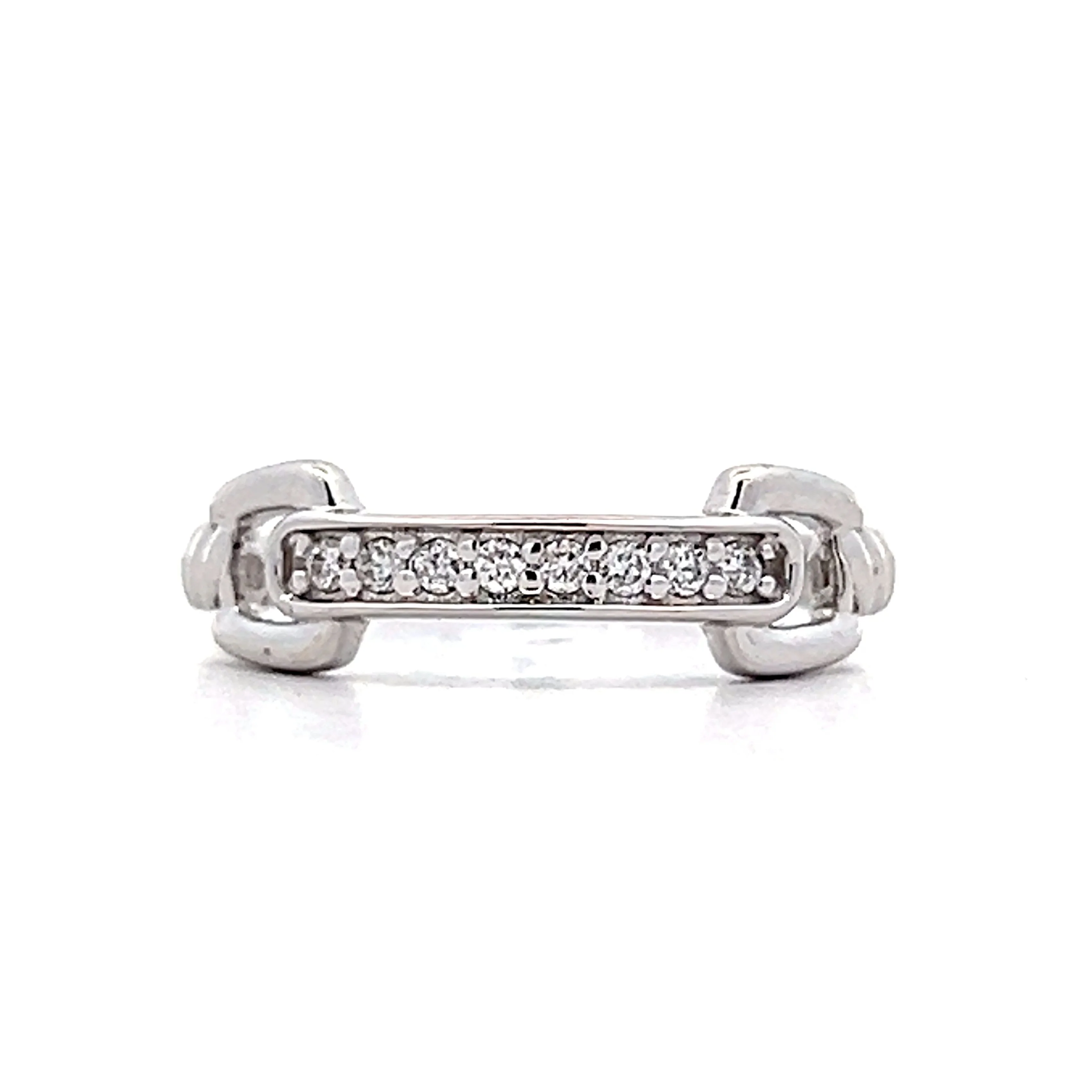 .09 Diamond Buckle Stacking Ring in 18k White Gold