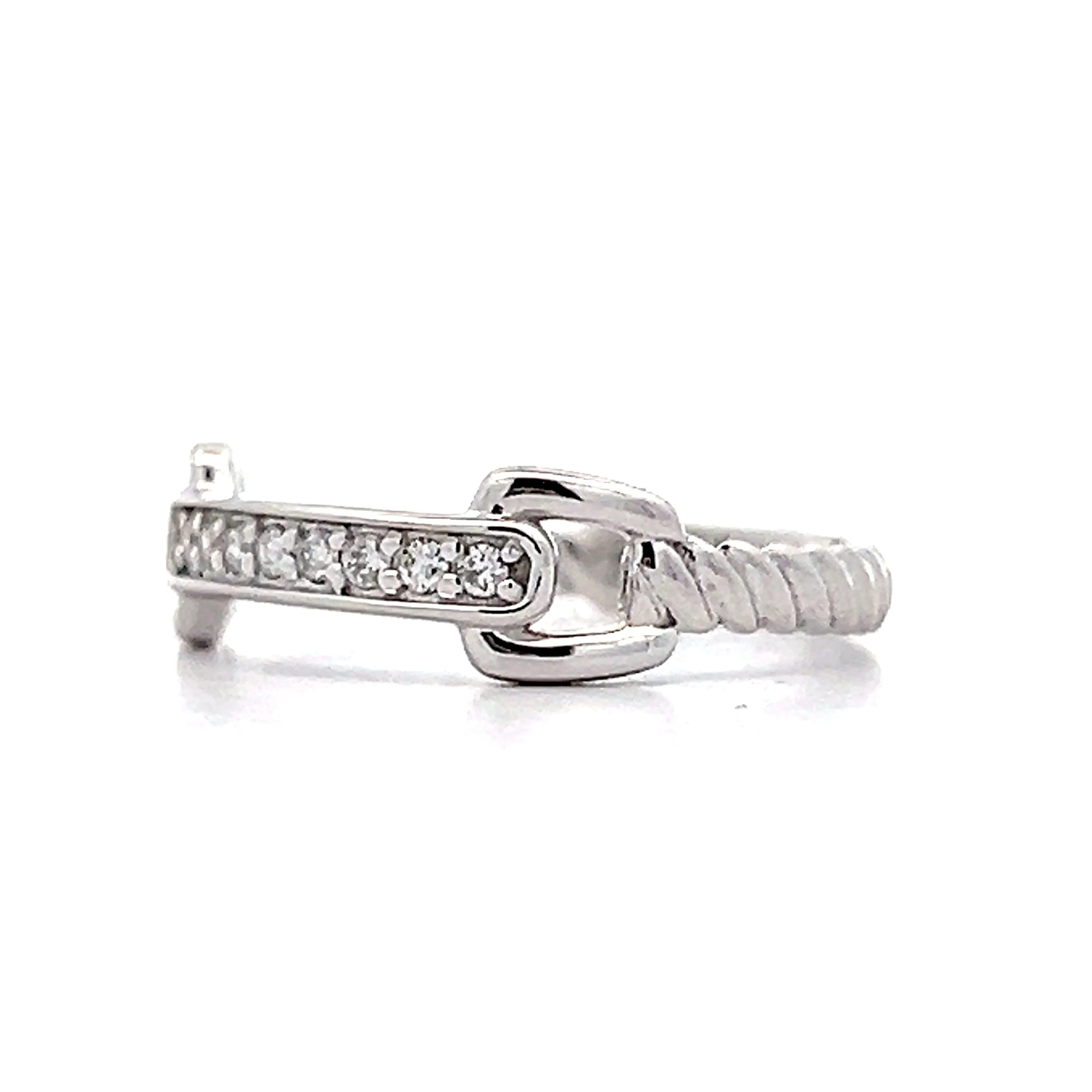 .09 Diamond Buckle Stacking Ring in 18k White Gold - Image 2