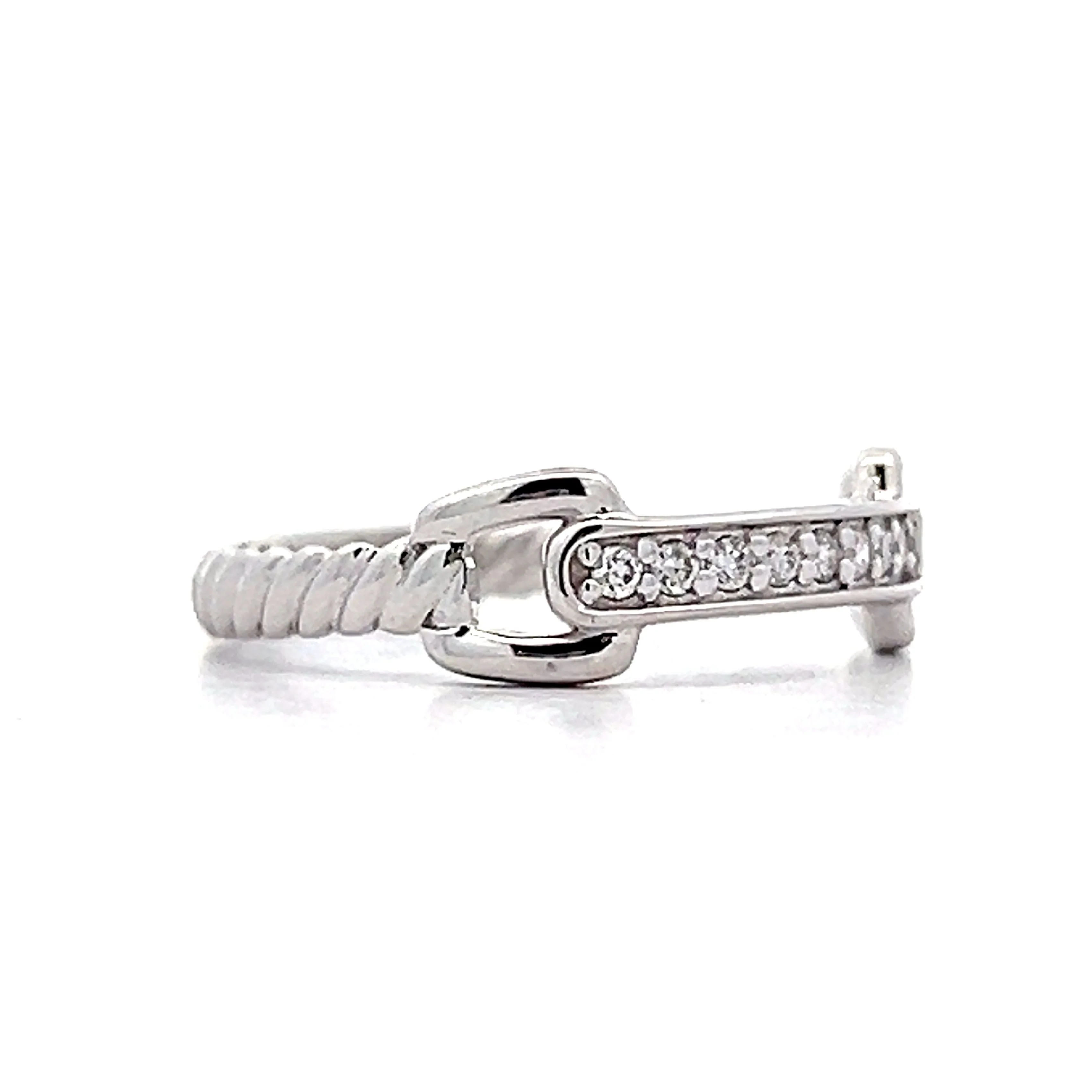 .09 Diamond Buckle Stacking Ring in 18k White Gold - Image 3