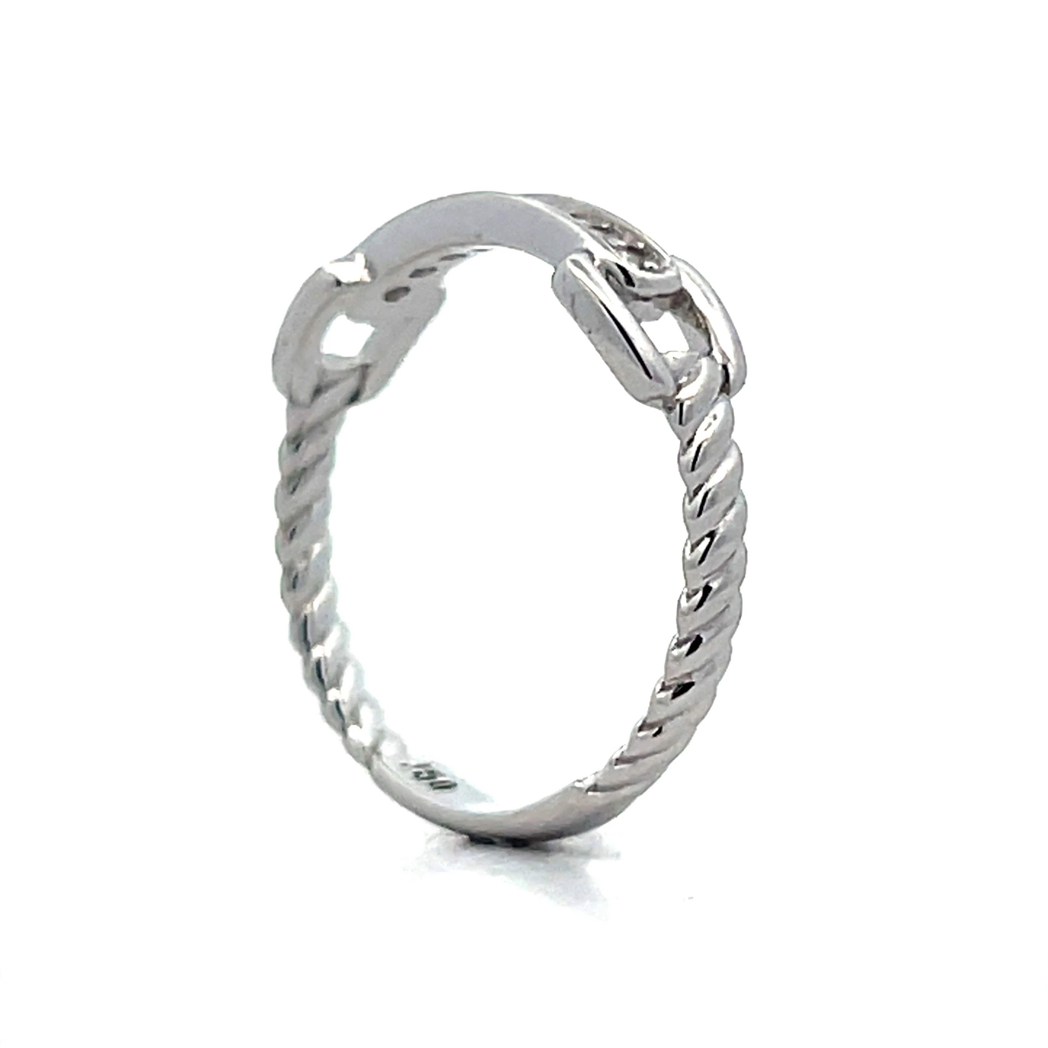 .09 Diamond Buckle Stacking Ring in 18k White Gold - Image 5