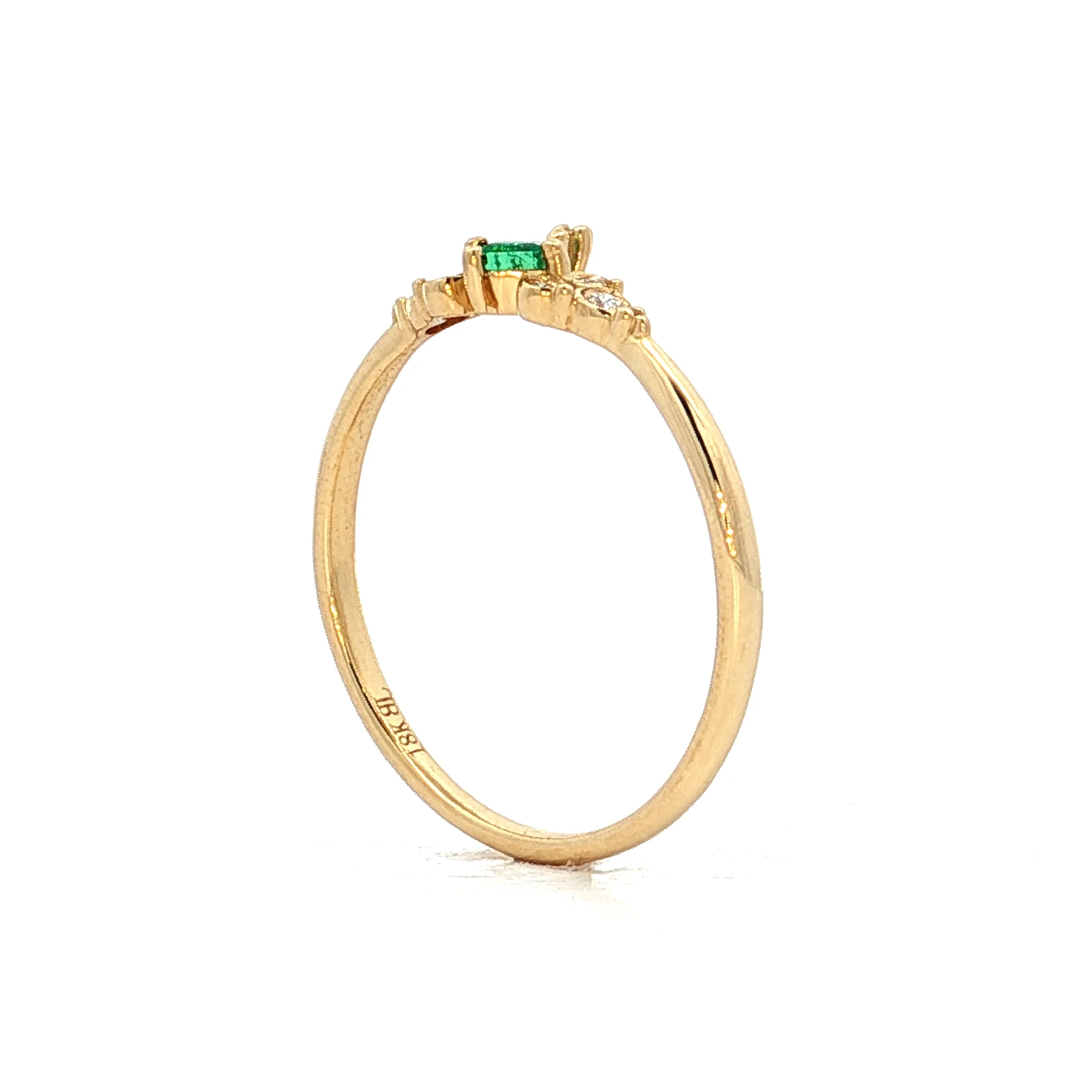 .09 Square Emerald & Diamond Cluster Ring 18k - Image 5