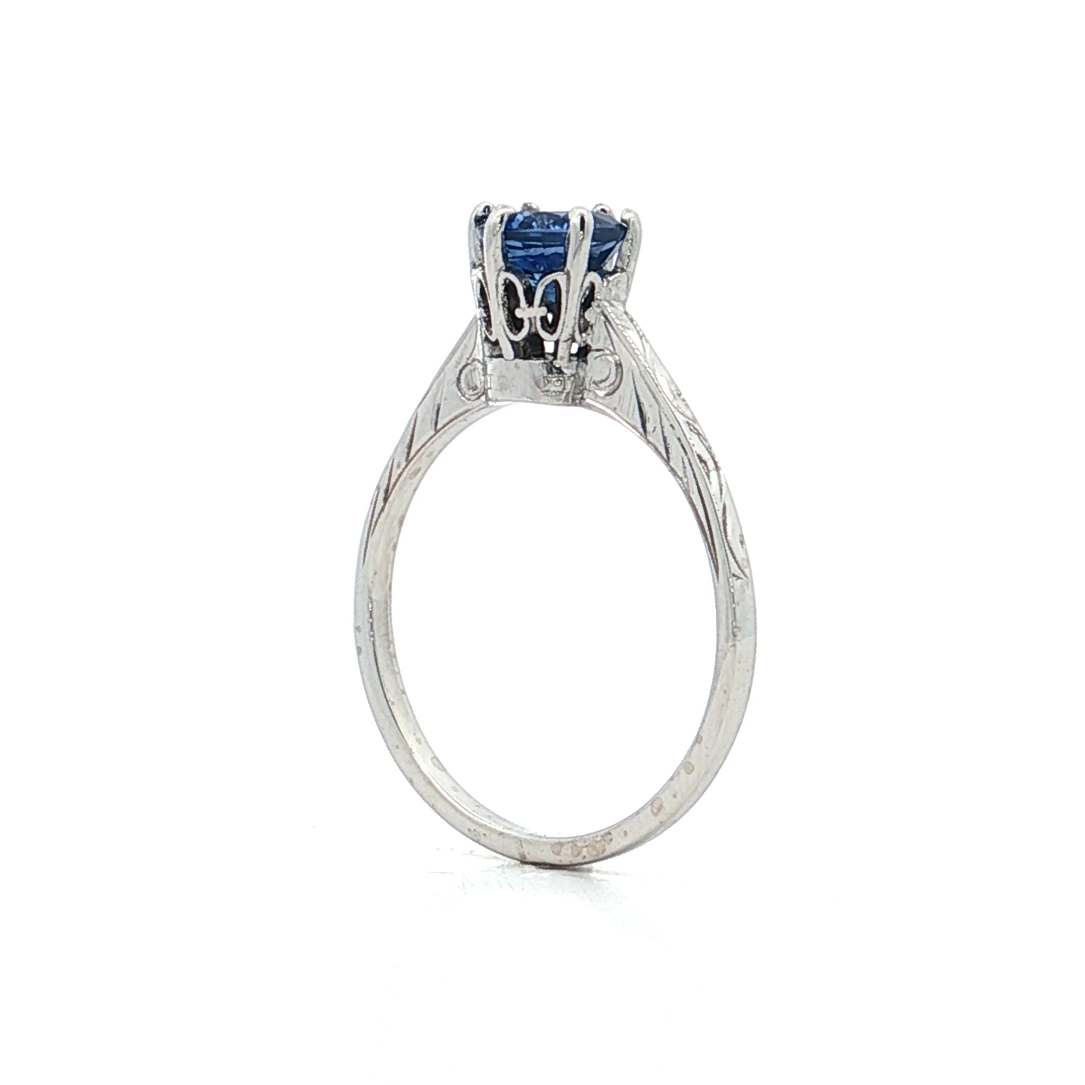1.00 Antique Deco Sapphire Engagement Ring 14k - Image 5