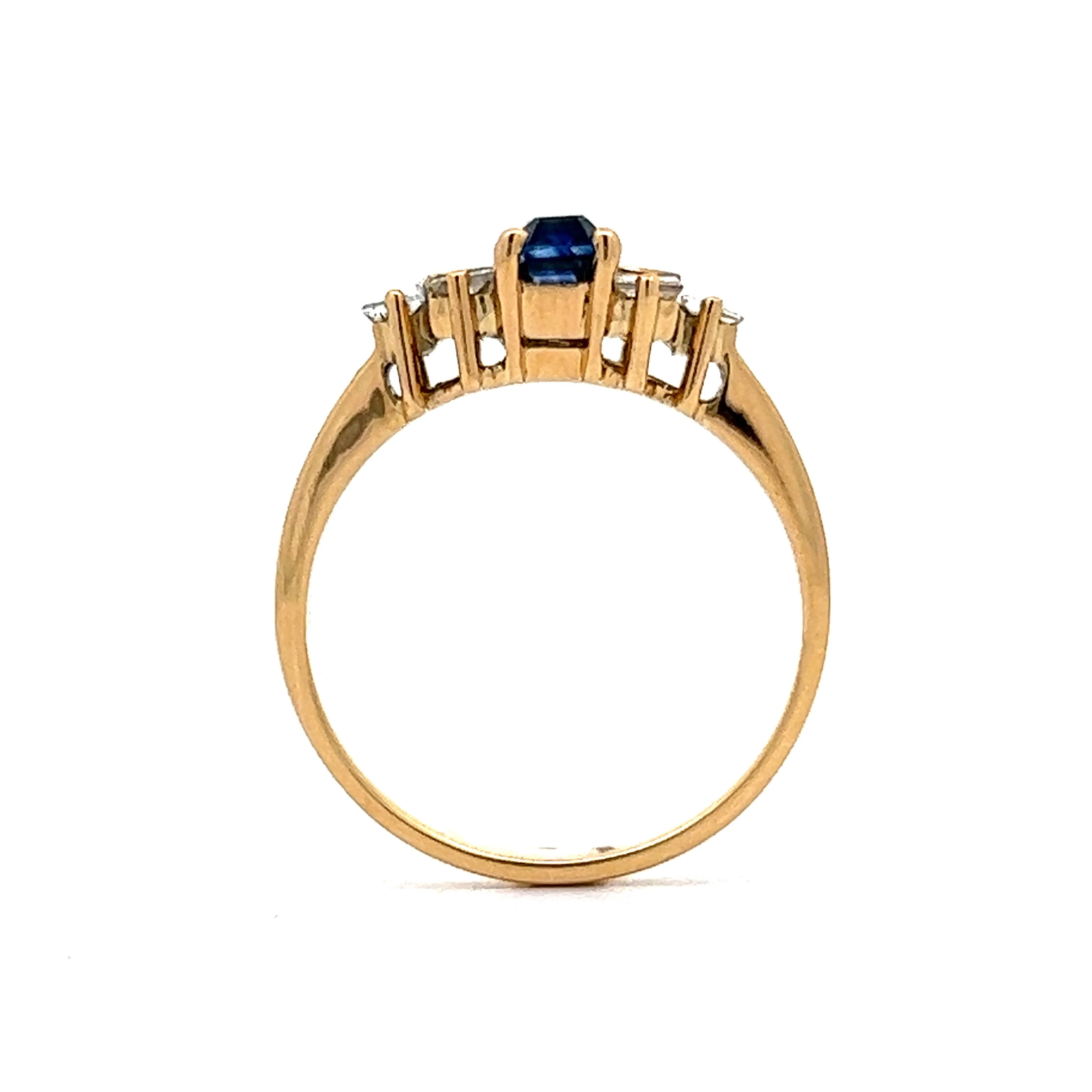1.00 Emerald Cut Blue Sapphire & Diamond Engagement Ring in 18K - Image 4