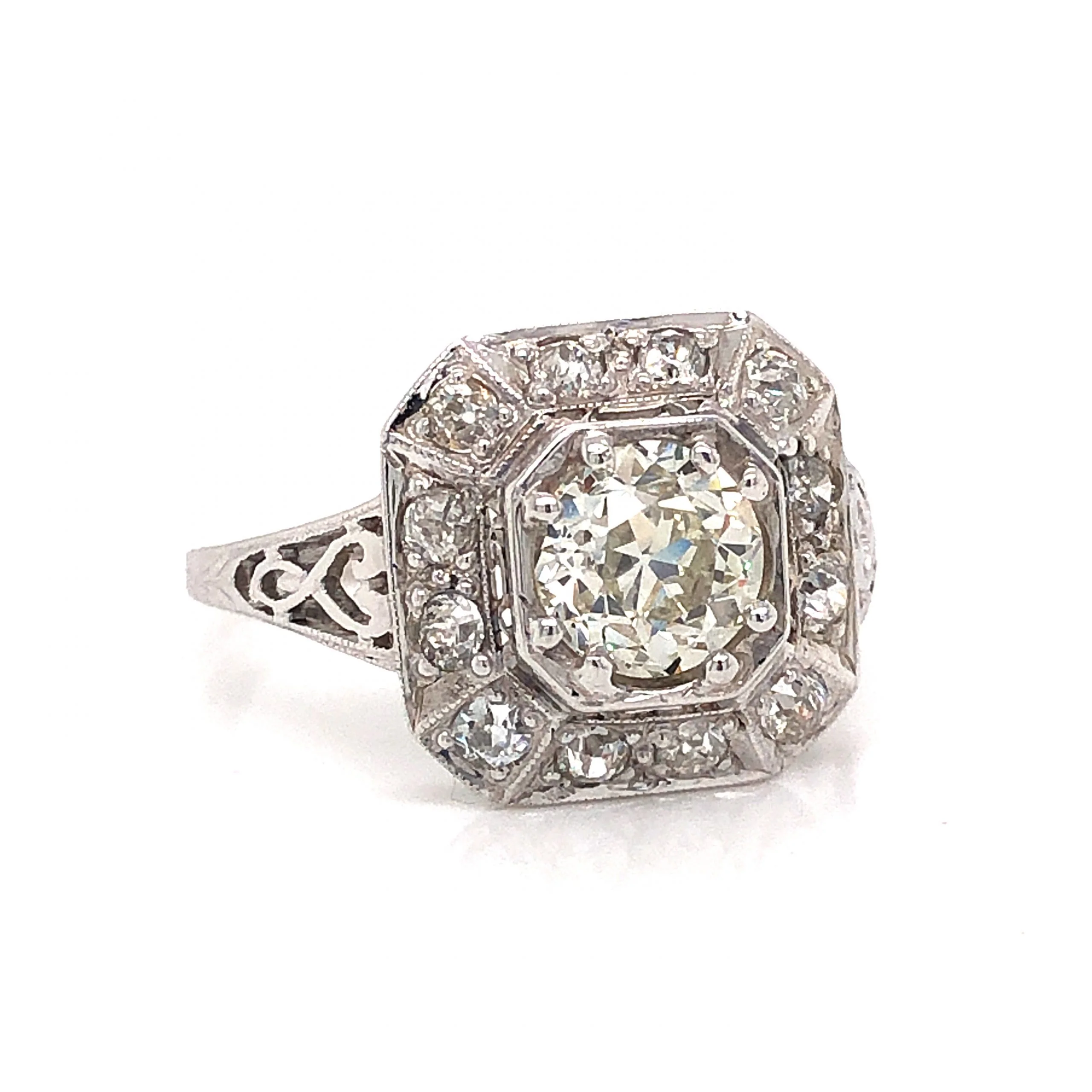 1.00 Carat Art Deco Diamond Engagement Ring in 18k White Gold - Image 3