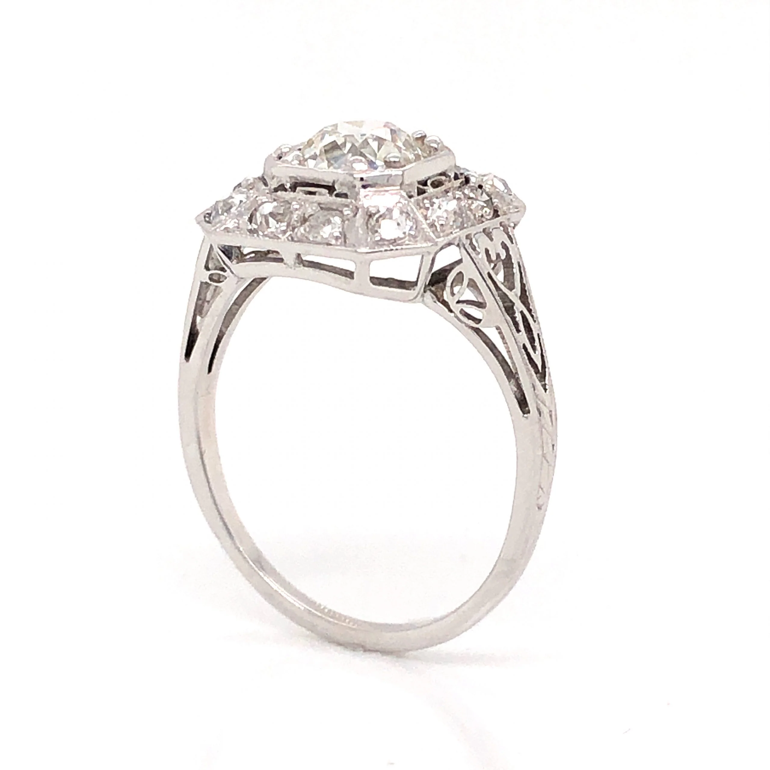 1.00 Carat Art Deco Diamond Engagement Ring in 18k White Gold - Image 5