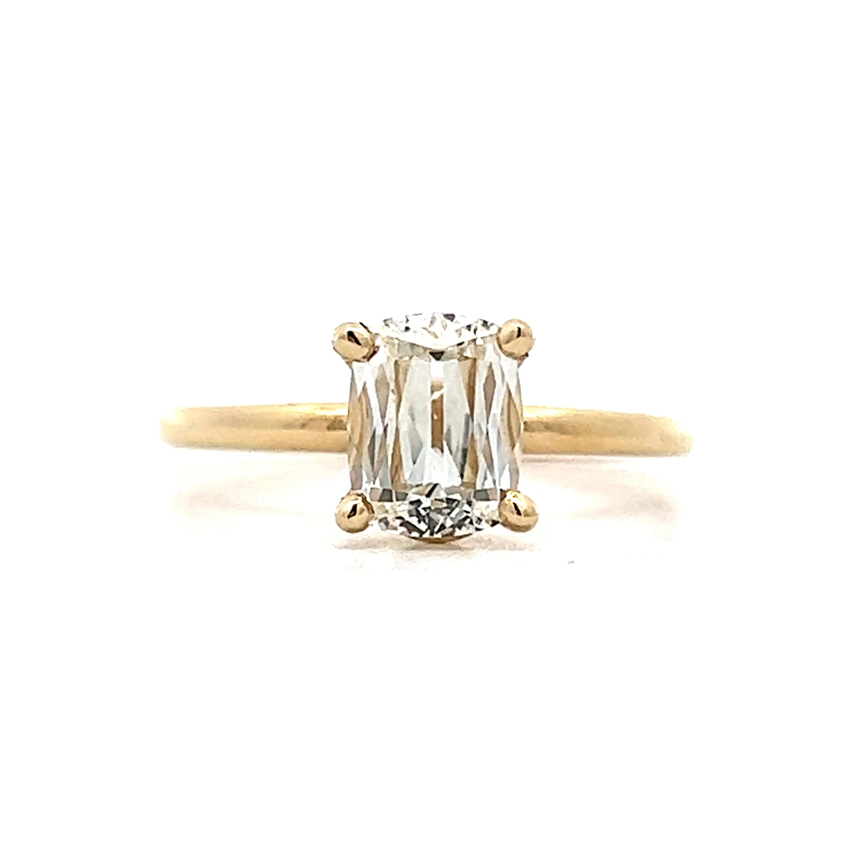 1.00 Cushion Cut Solitaire Engagement Ring in Yellow Gold