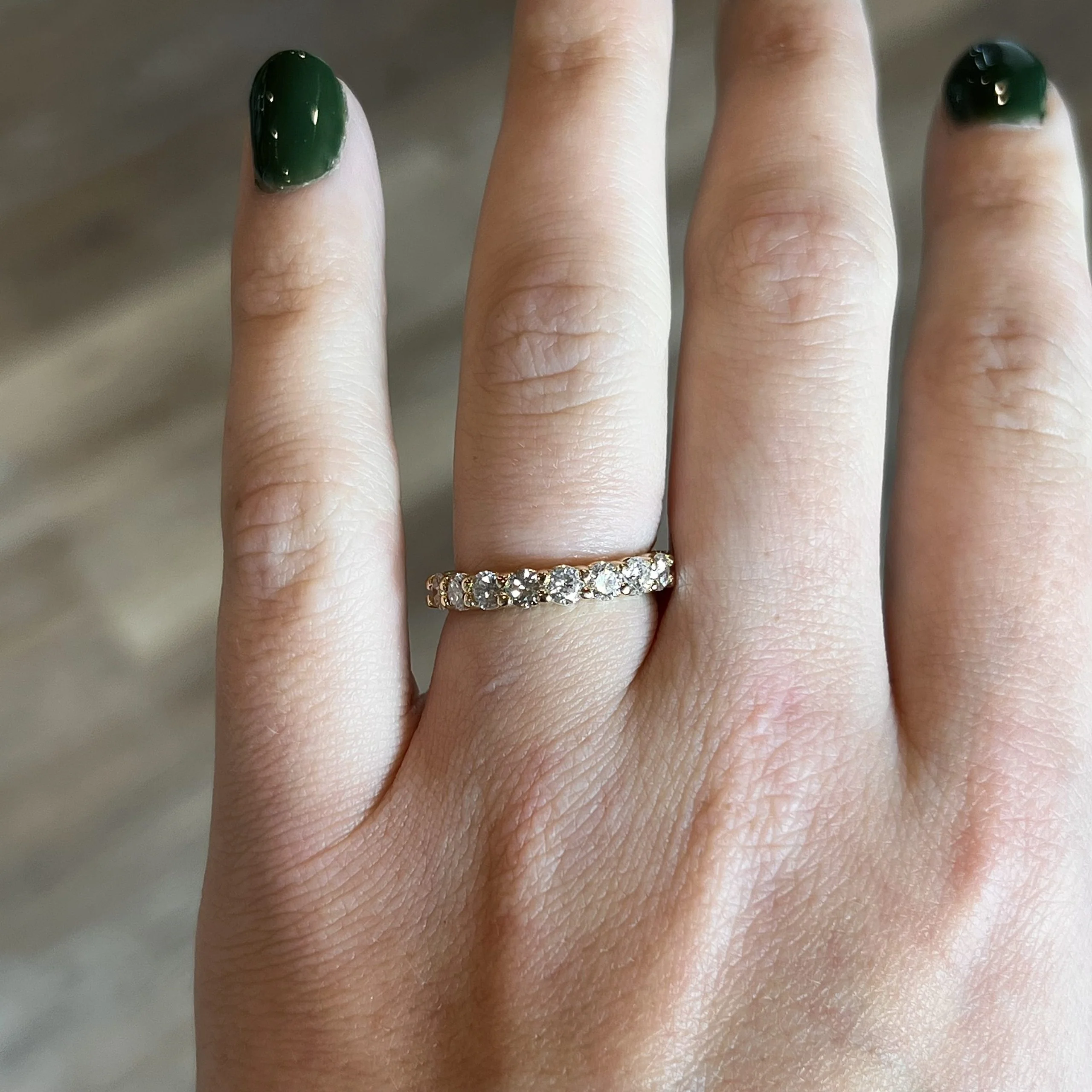 1.00 Diamond Half Eternity Wedding Band in 14k Yellow Gold - Image 6